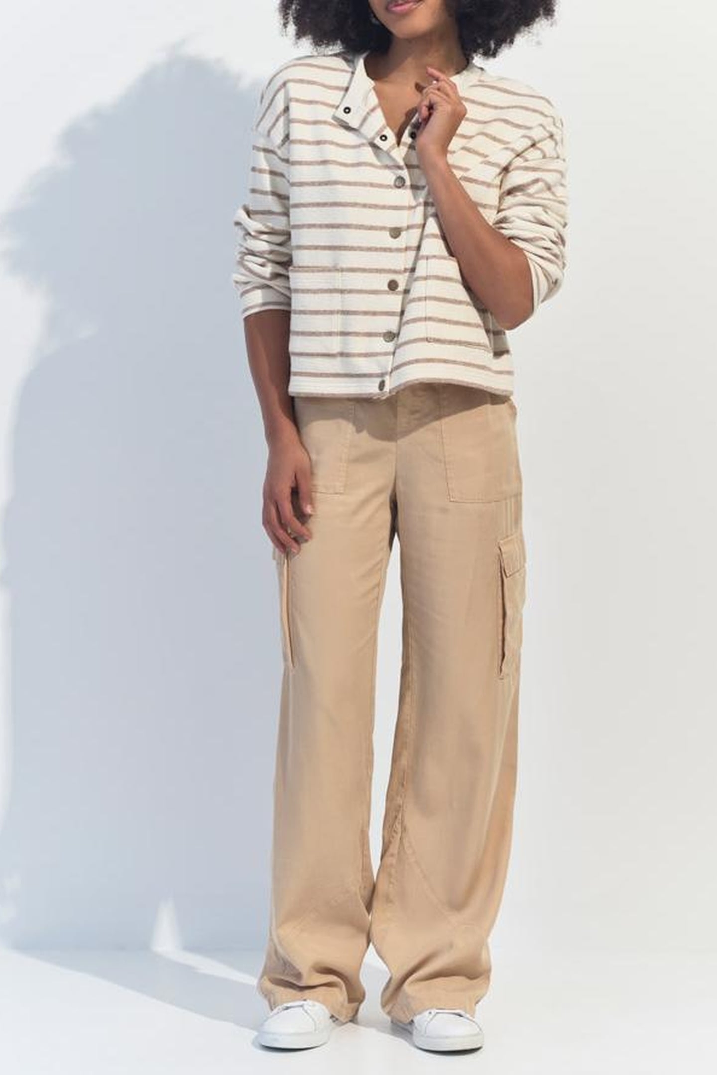 MANNY - ECRU BEIGE STRIPED CARDIGAN 2