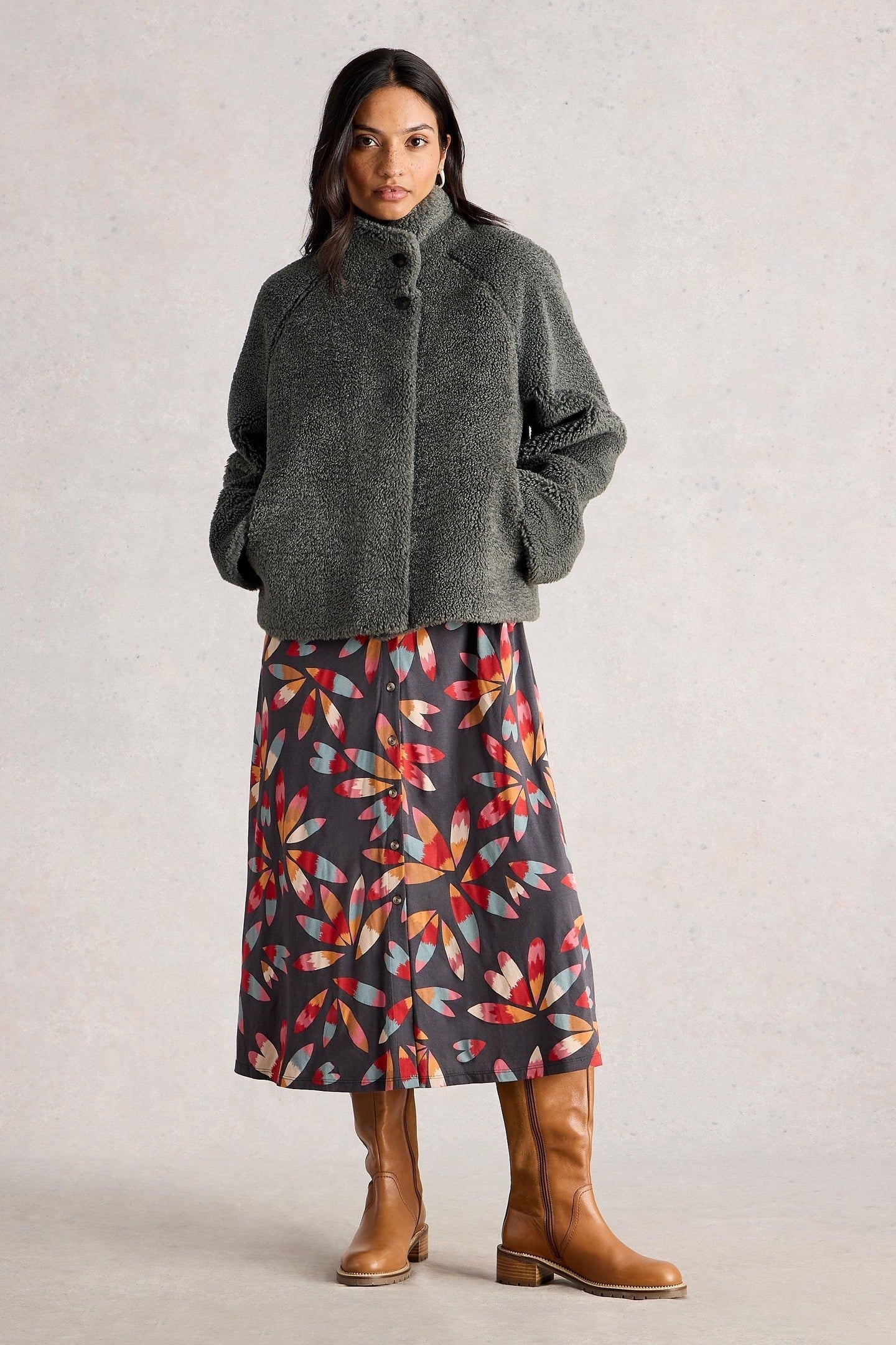 ADLEY REVERSIBLE BORG JACKET GREY MULTI 1