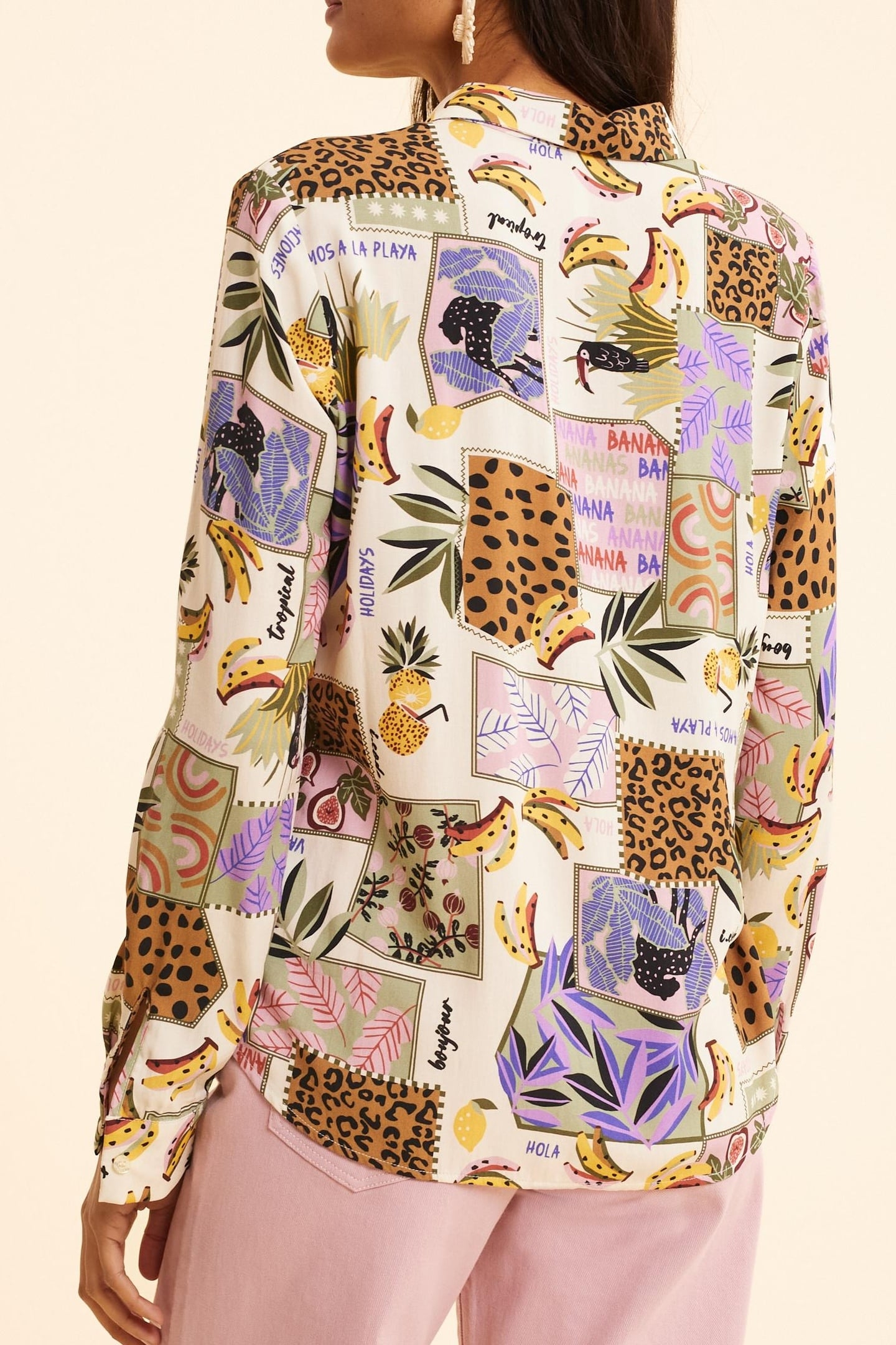 BANANA PATCHWORK PRINT SHIRT ECRU 3