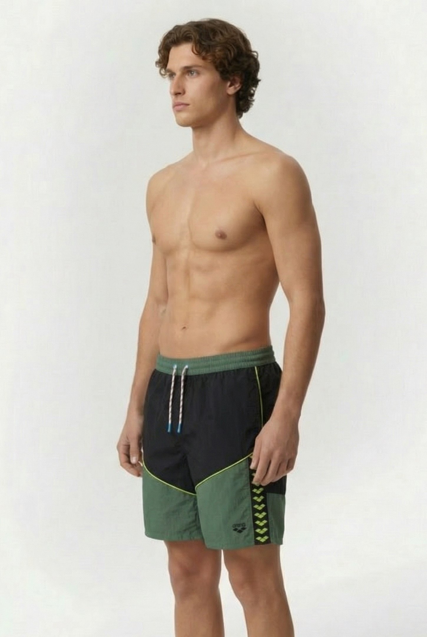 MEN'S ARENA TEAM STRIPE BERMUDA PANEL BLACK-SAGE-SOFT GREEN 3