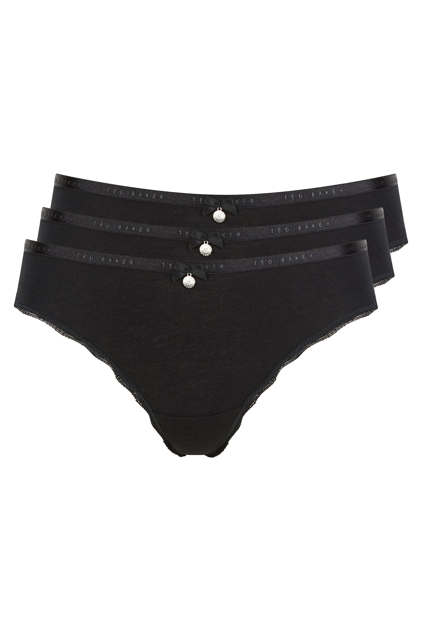 HARRIOT 3PK PLAIN BRIEF WITH LACE TRIM JET BLACK 1