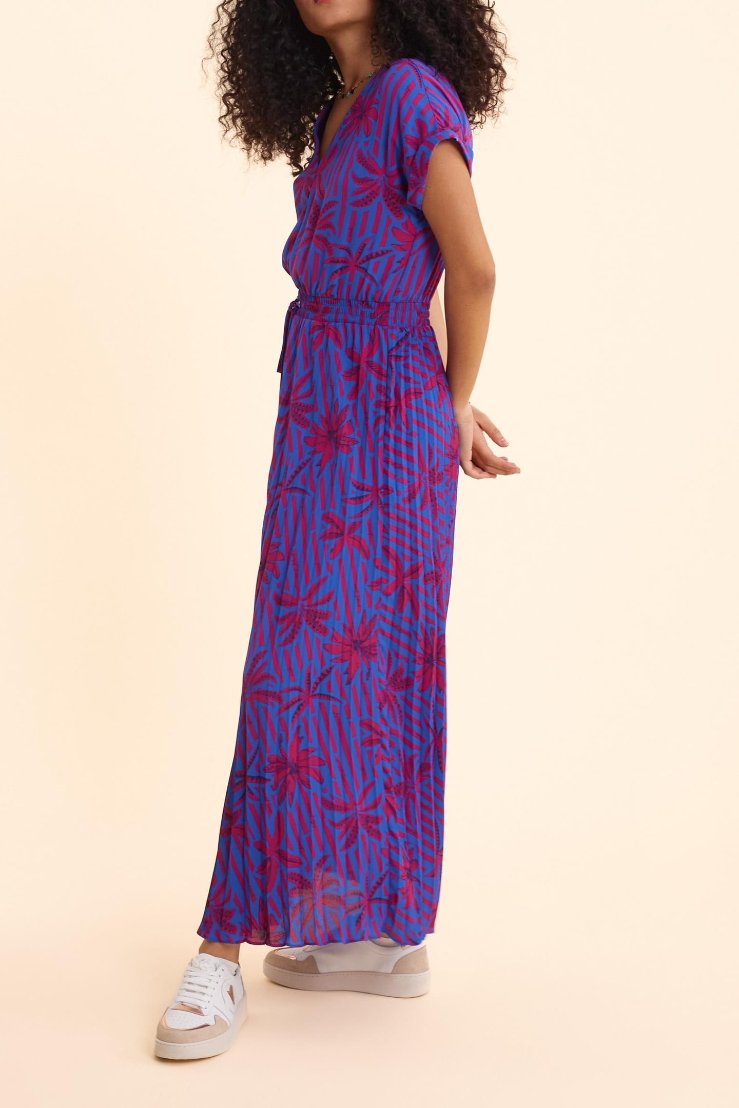 PALM-TREE PRINT INDIGO MAXI DRESS INDIGO 1
