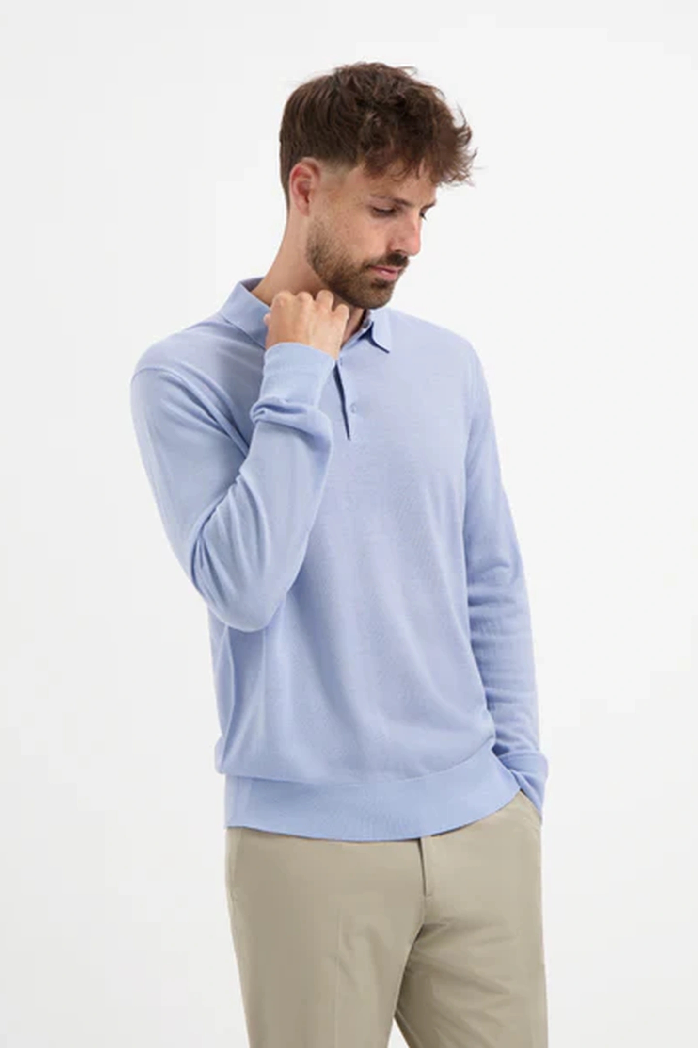 POLO LONG SLEEVE 100% MERINO ALPINE BLUE 2