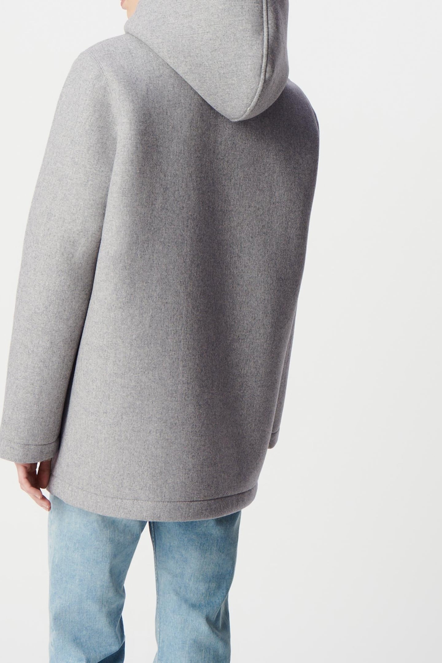 GREY WOOL FLANNEL HOODED COAT 4