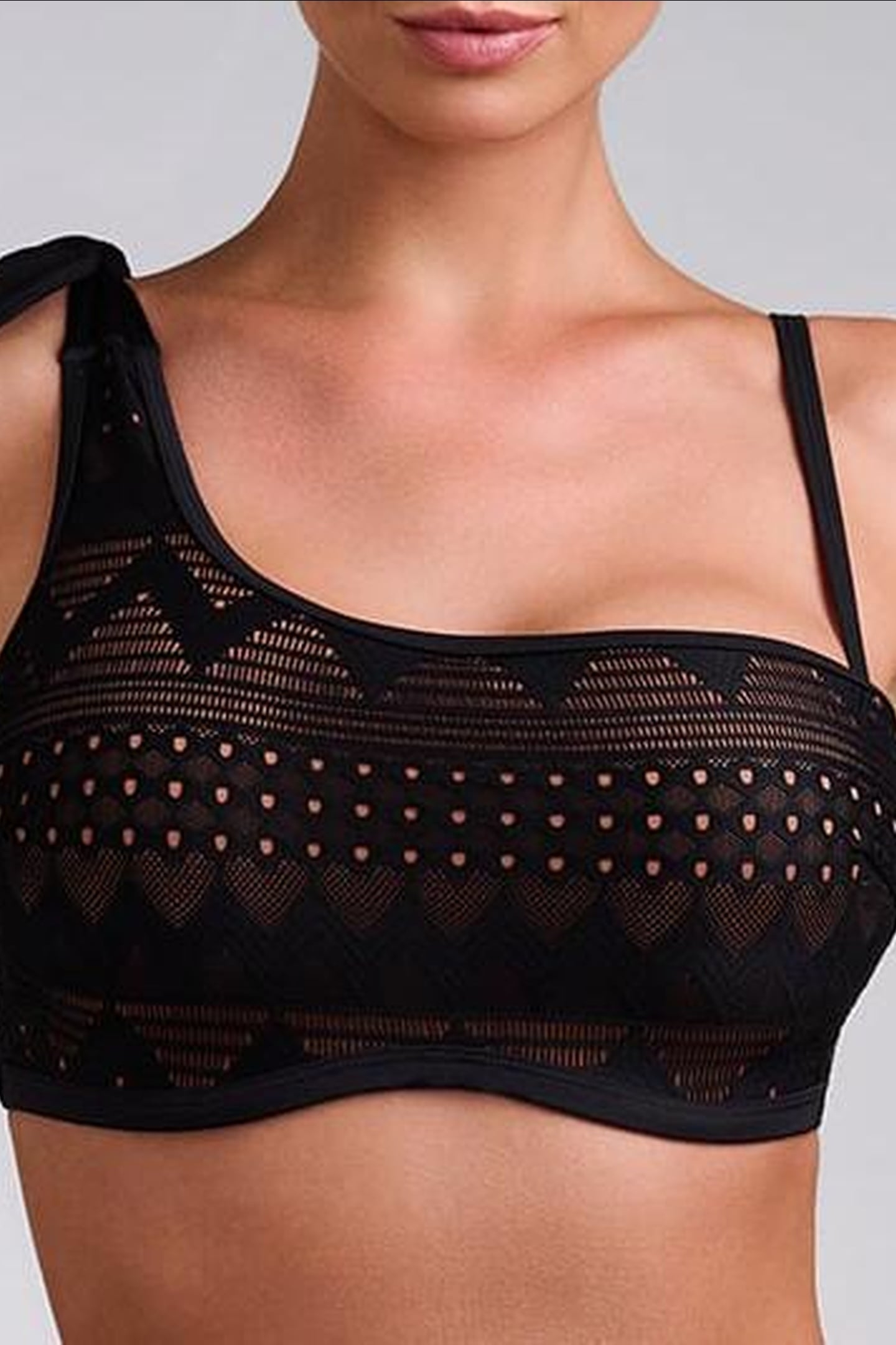 DOLCE VITA BLACK AND SAND STRAPLESS BIKINI TOP 6