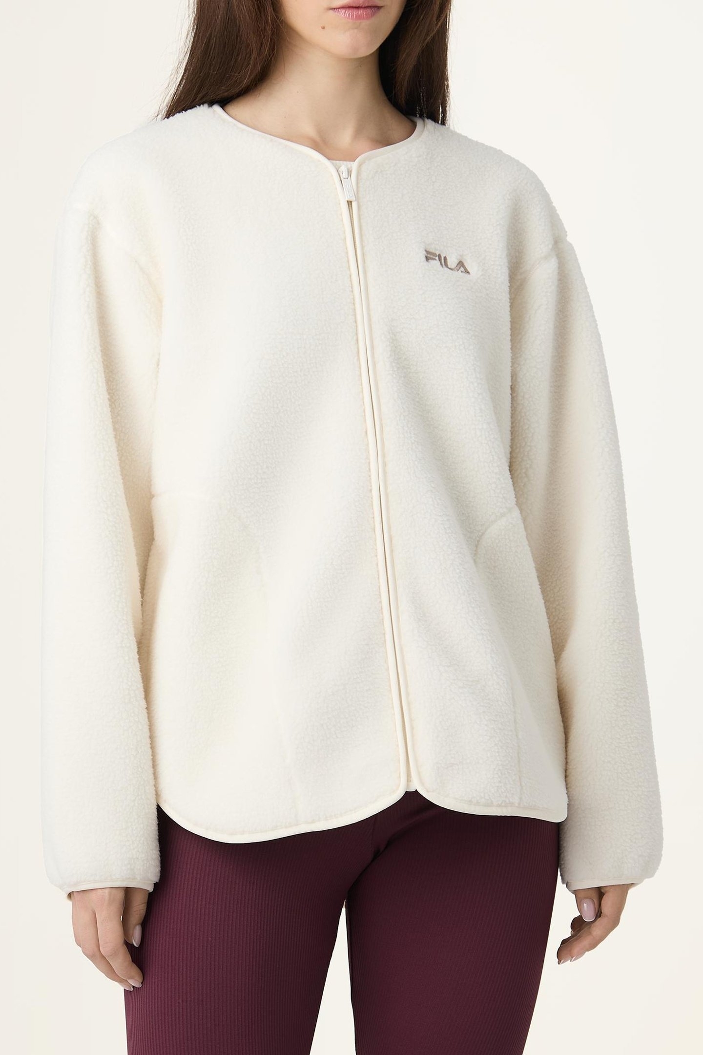 CASSIANO RELAXED TEDDY FLEECE JACKET EGRET 1