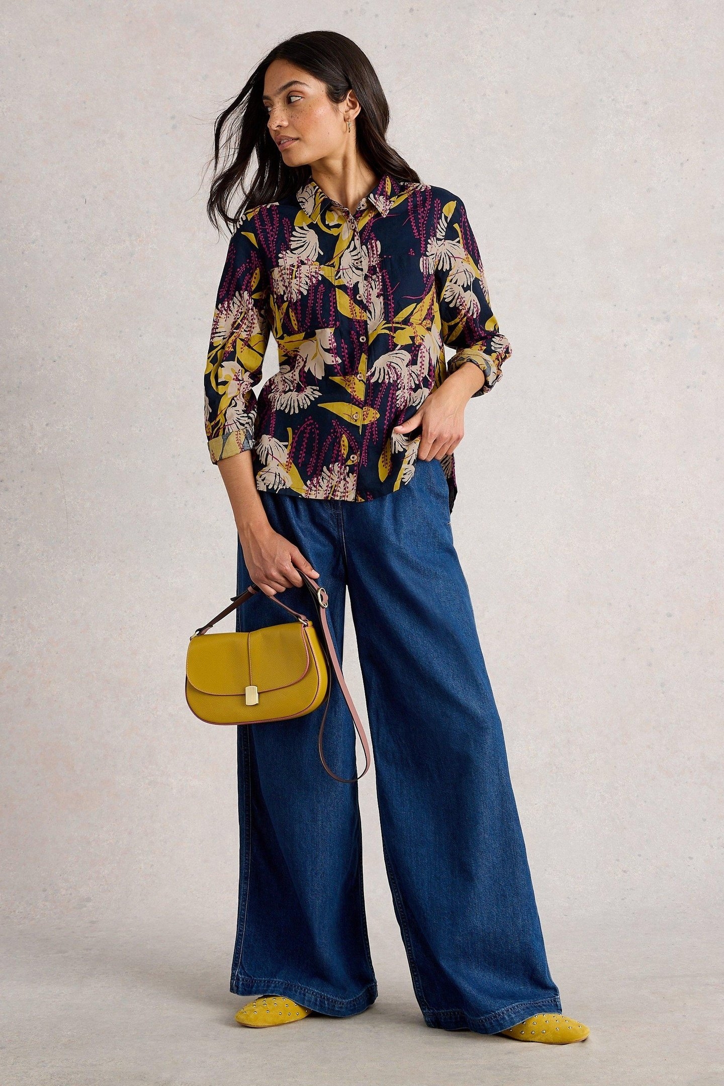 SOPHIE ORGANIC COTTON SHIRT NAVY PRINT 1