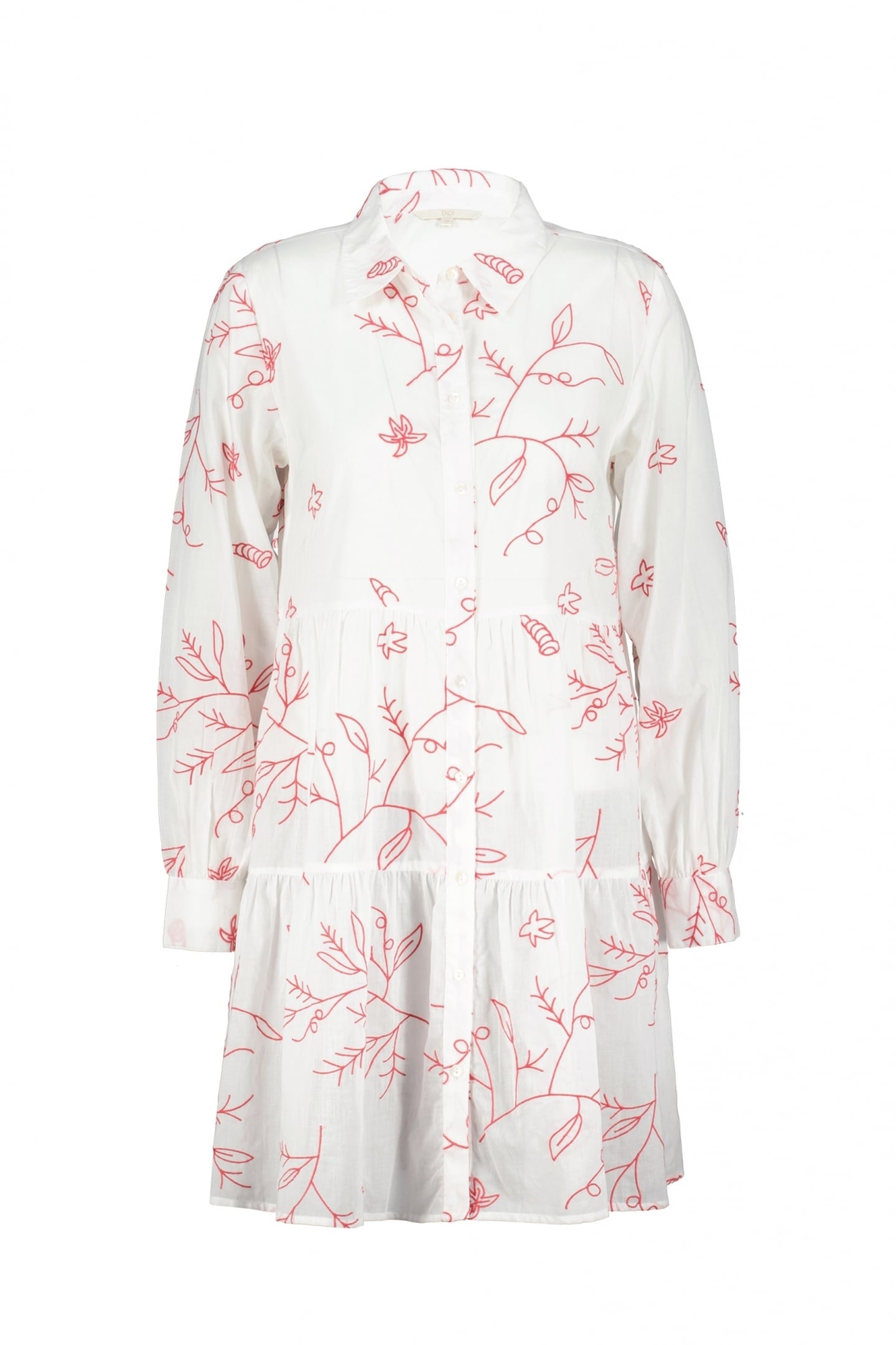 DRESS TERRA IN OFFWHITE WITH CORAL EMBROIDERY 4