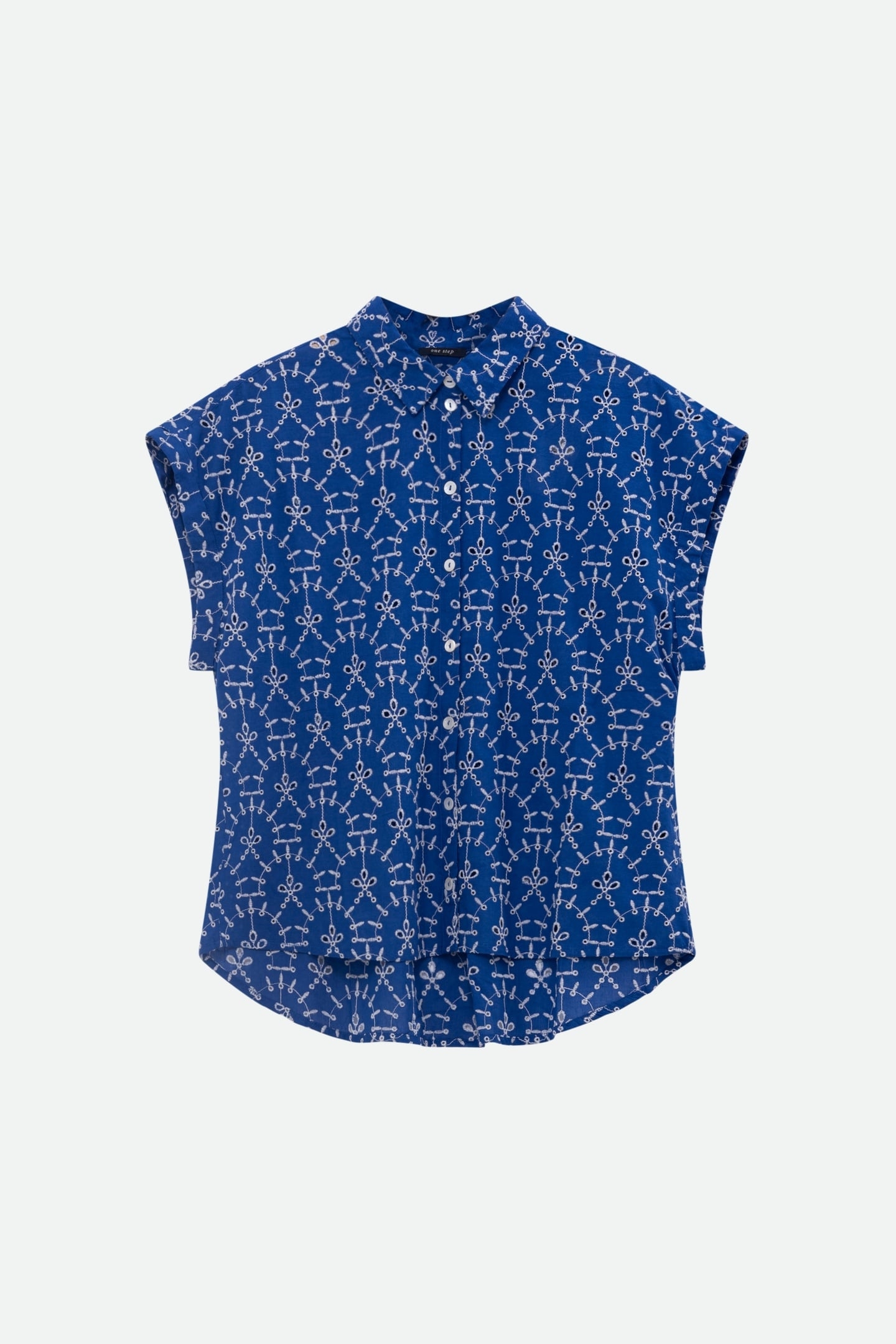 CORNELIA - BLUE SHIRT WITH ALL-OVER EMBROIDERY 7