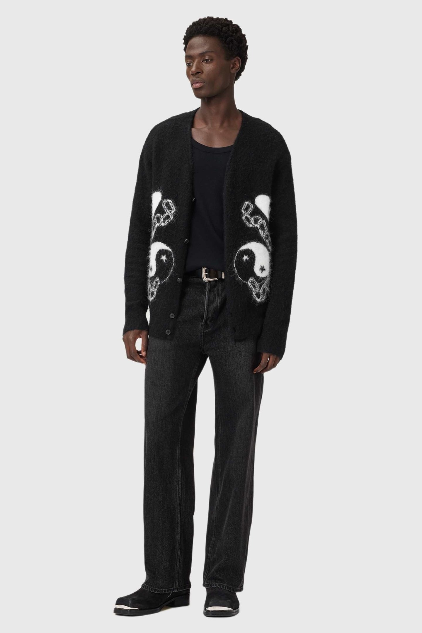 REFLECTION CARDIGAN BLACK/CHALK WHITE 2