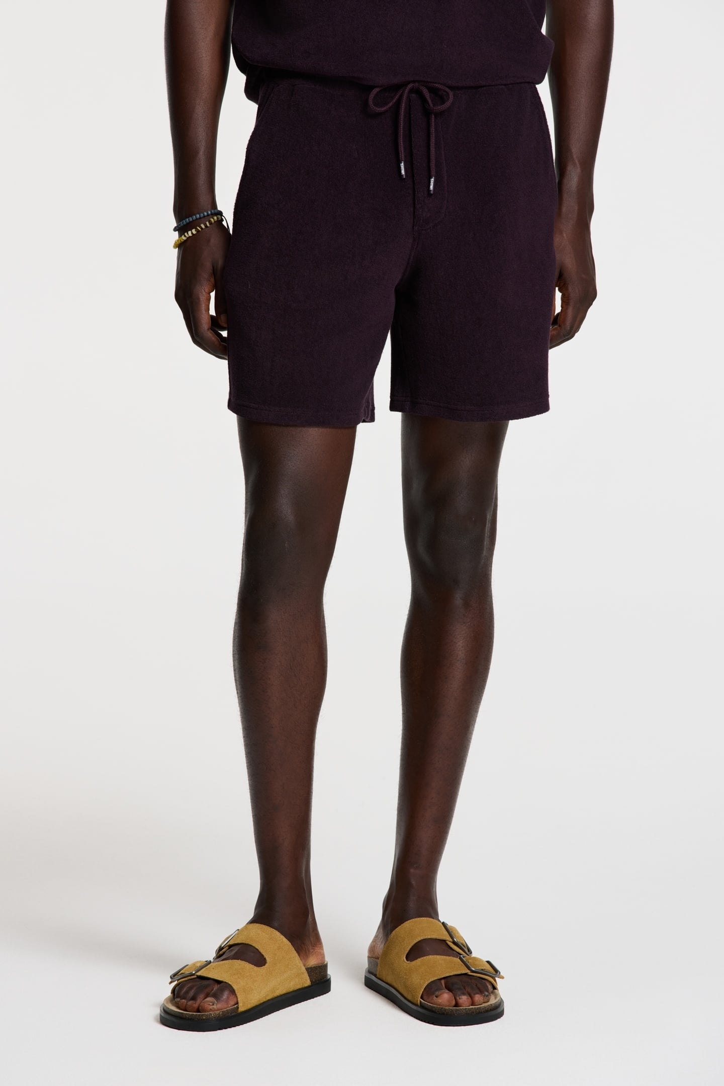 EVAN TOWELING SHORTS SOLID PURPLE ROCK 2