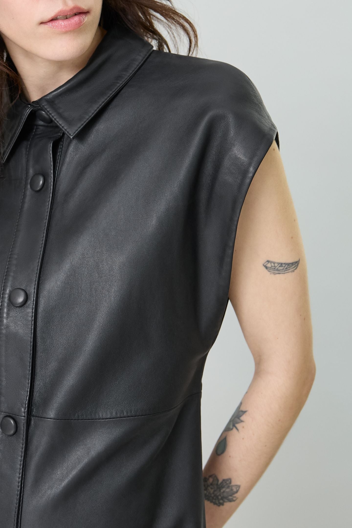 PURE EDITION-BLACK LEATHER SLEEVELESS DRESS 5