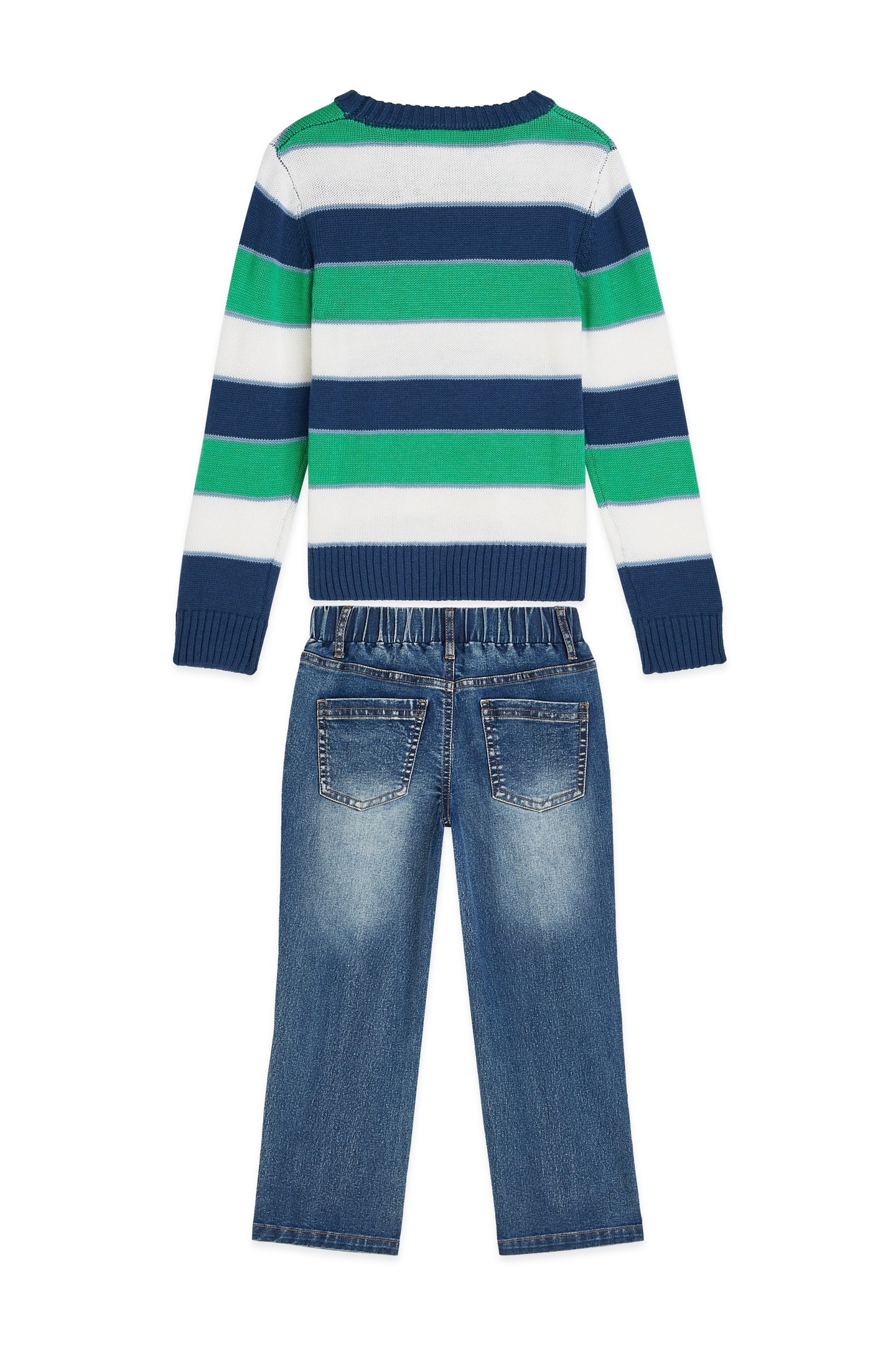 BOYS CREWNECK SWEATER & DENIM PANT SET DARK BLUE 2