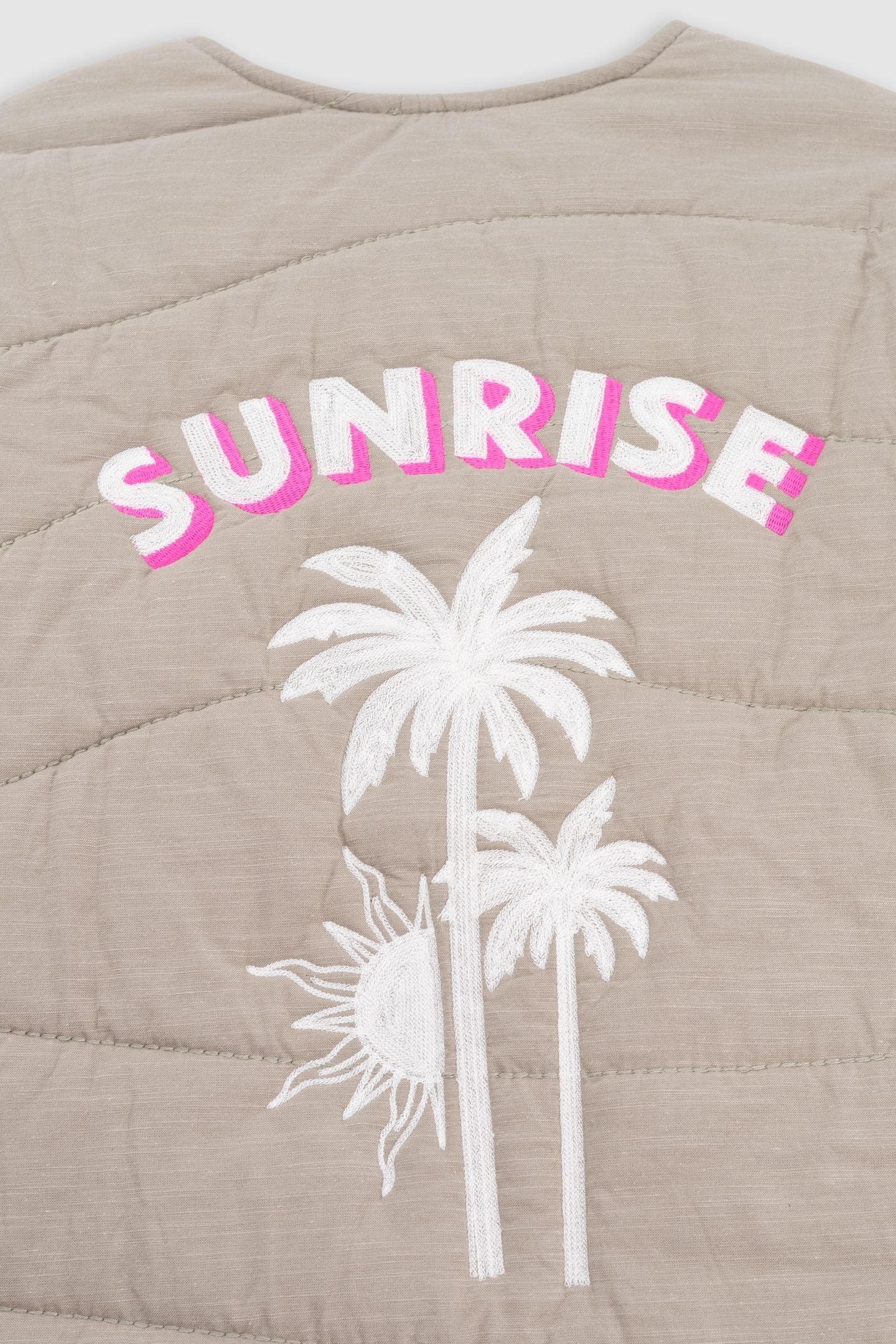 KHAKI QUILTED JACKET WITH MAXI BACK EMBROIDERY 6