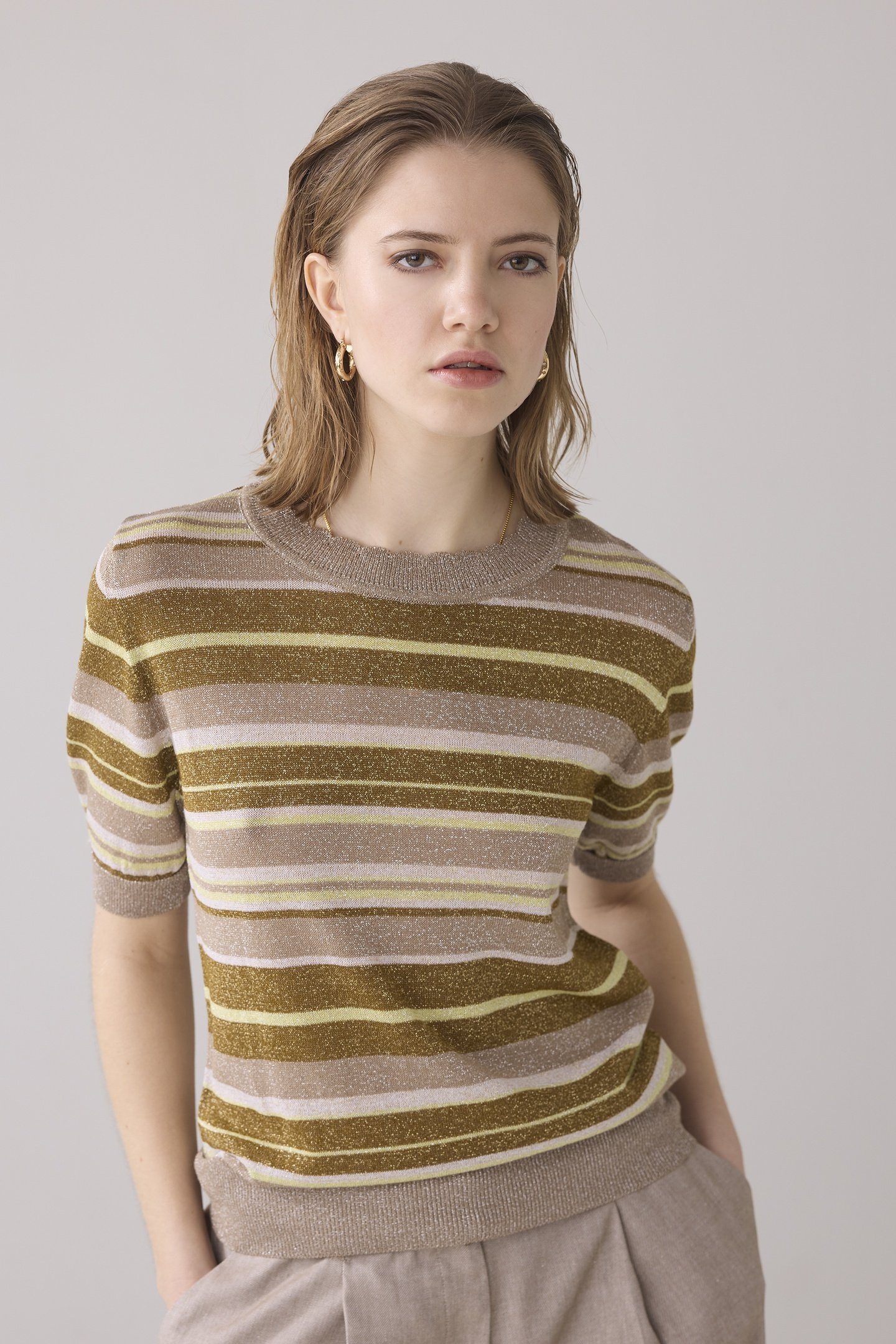 SHORT SLEEVE SWEATER STRIPED LUREX KNIT MULTICOLOUR 2