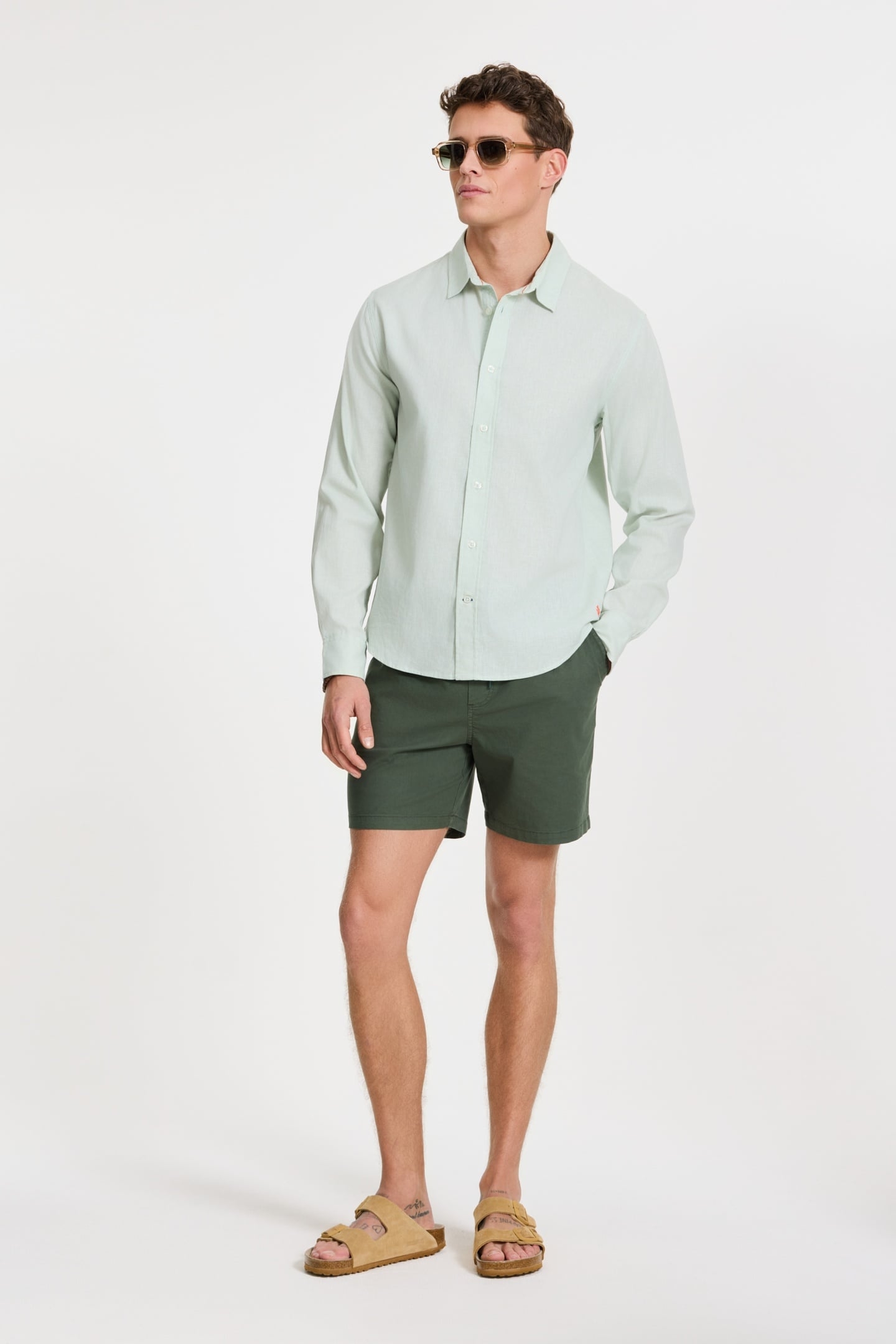 RICK LINEN LONG SLEEVE SHIRT SOLID GREEN SEAFOAM 3