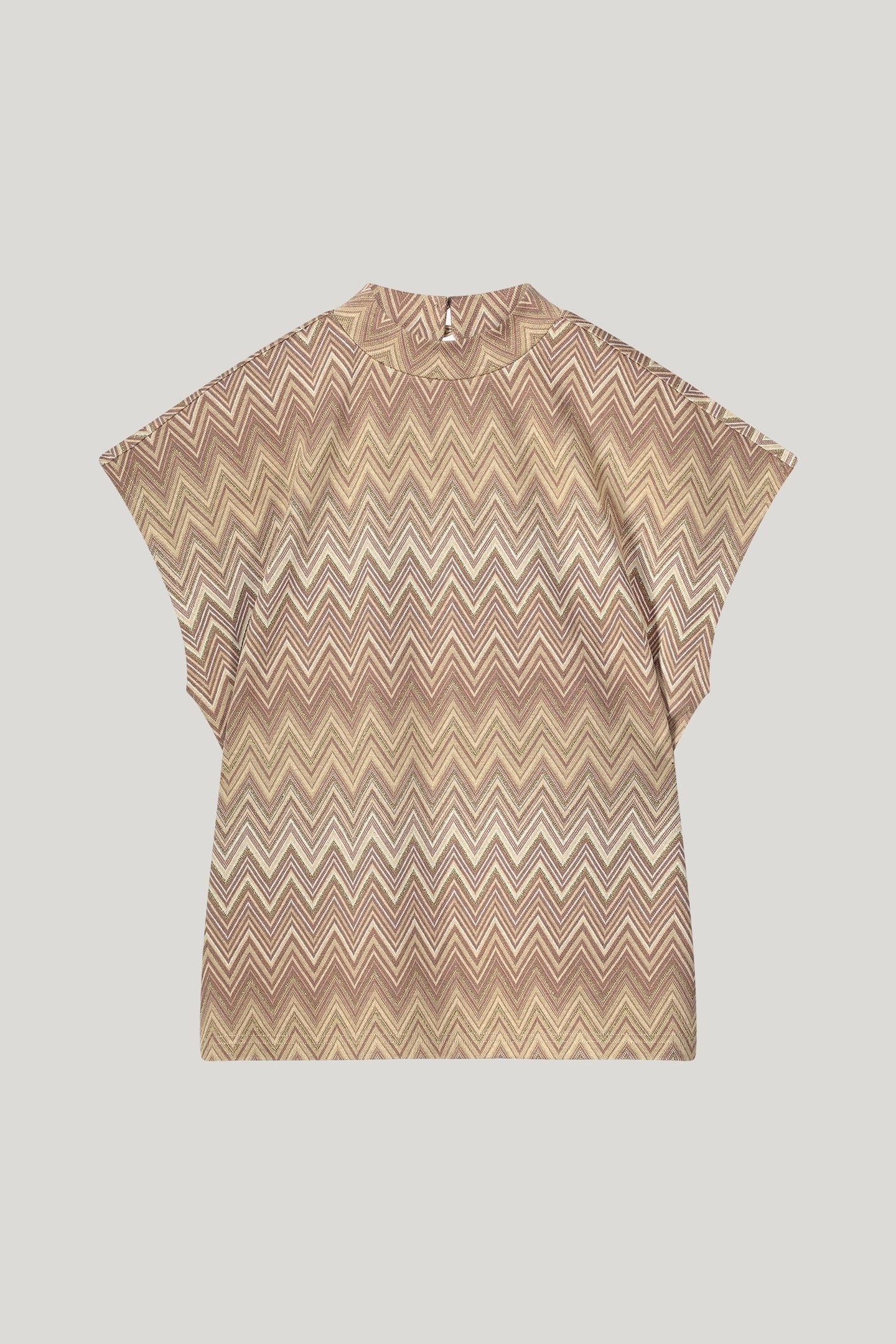 CAP SLEEVE TOP ZIG ZAG JACQUARD SOFT CAMEL 4