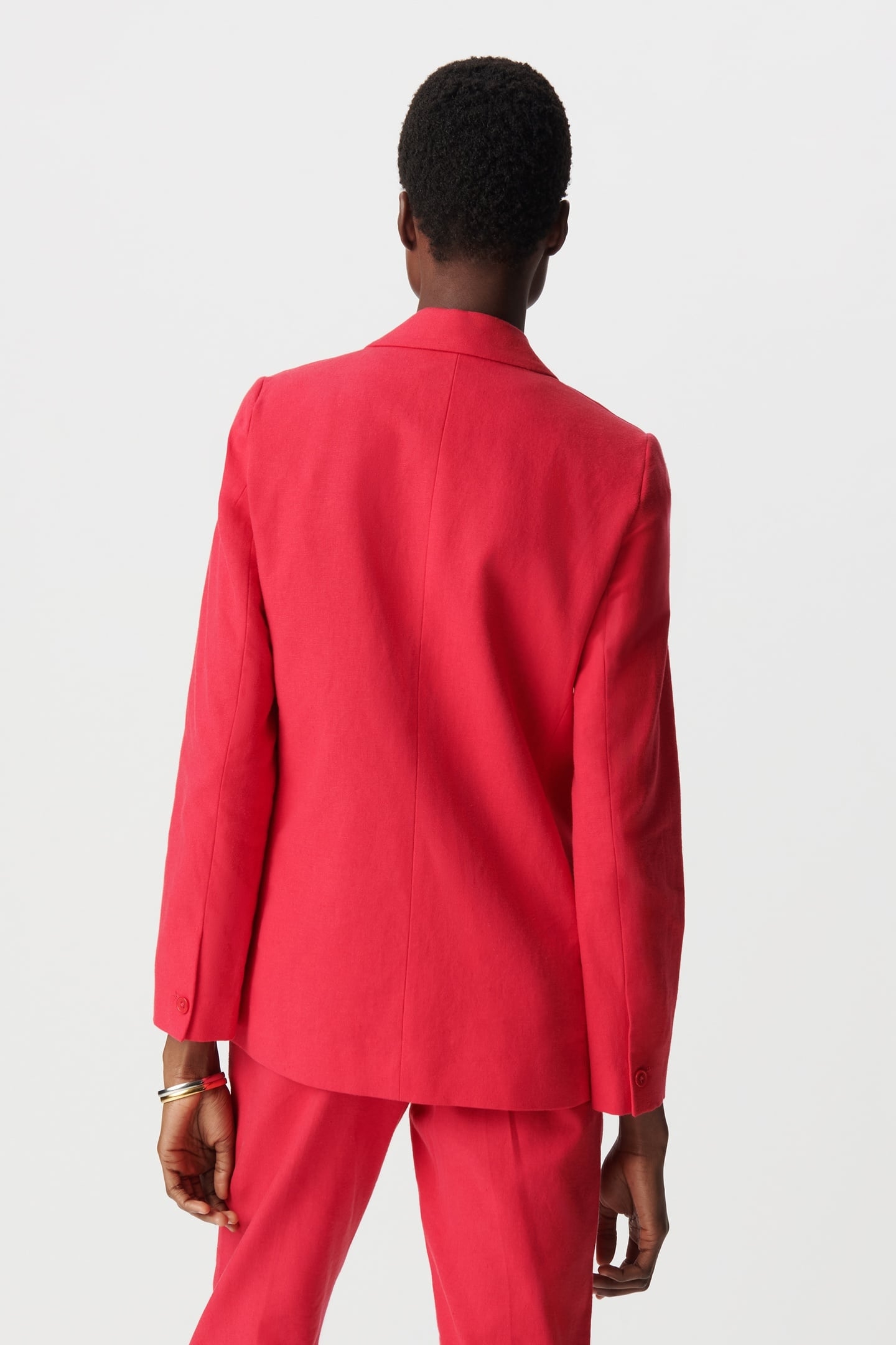 RED LINEN AND COTTON DOUBLE-BREASTED SUIT JACKET 3