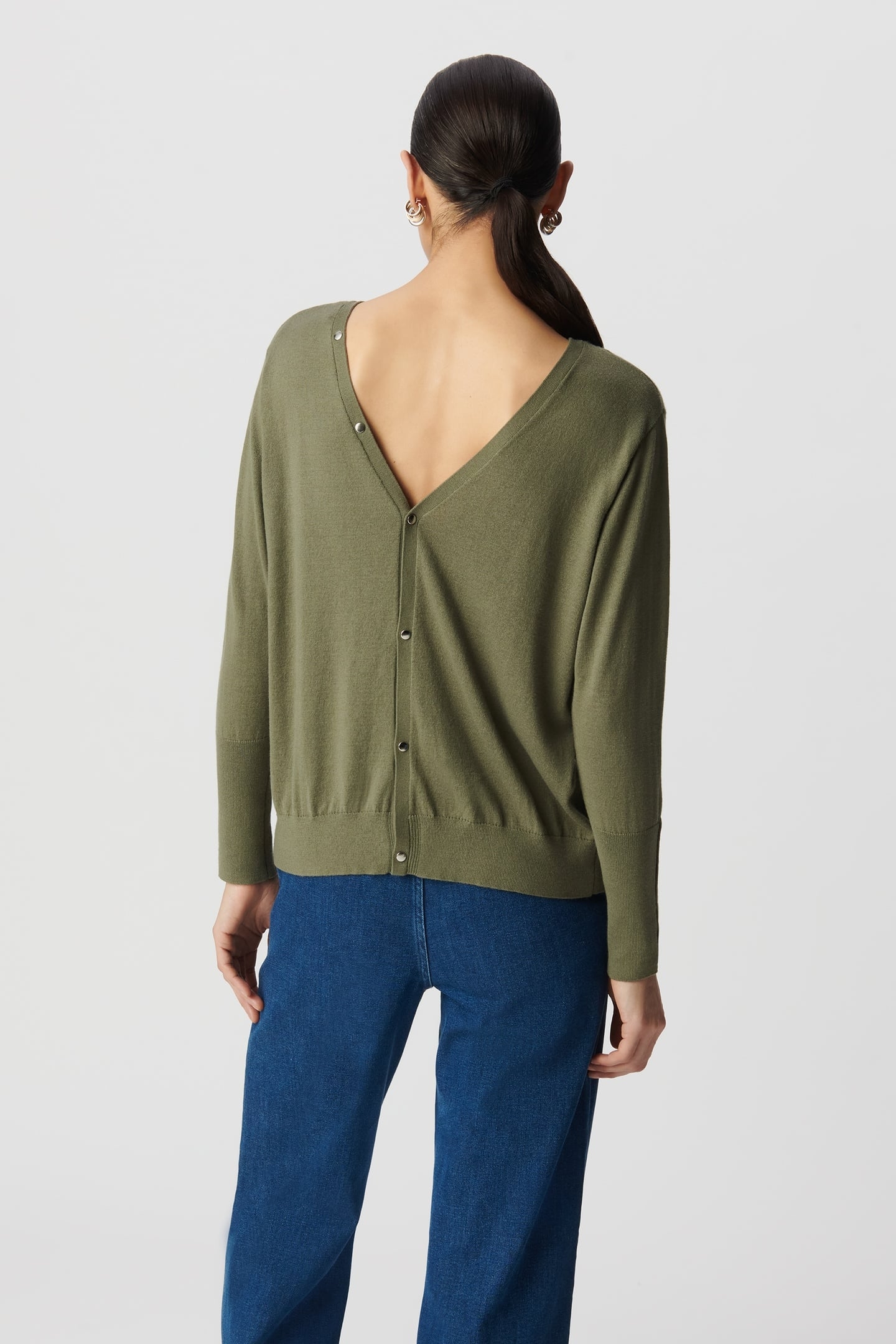 KHAKI REVERSIBLE FRONT/BACK CARDIGAN 4