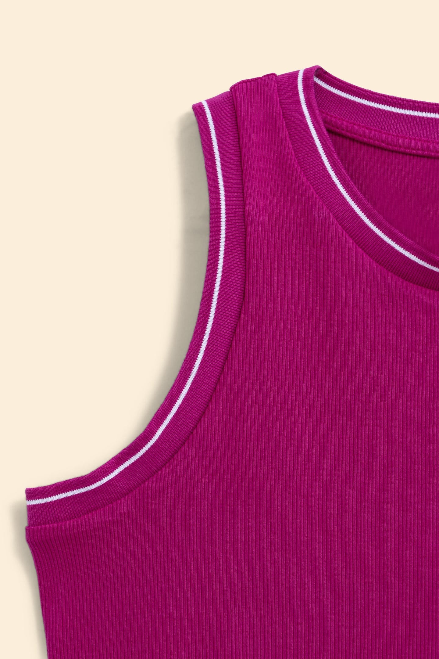 SLEEVELESS TANK TOP FUSHIA STRIPED RIBBING VIOLINE 7