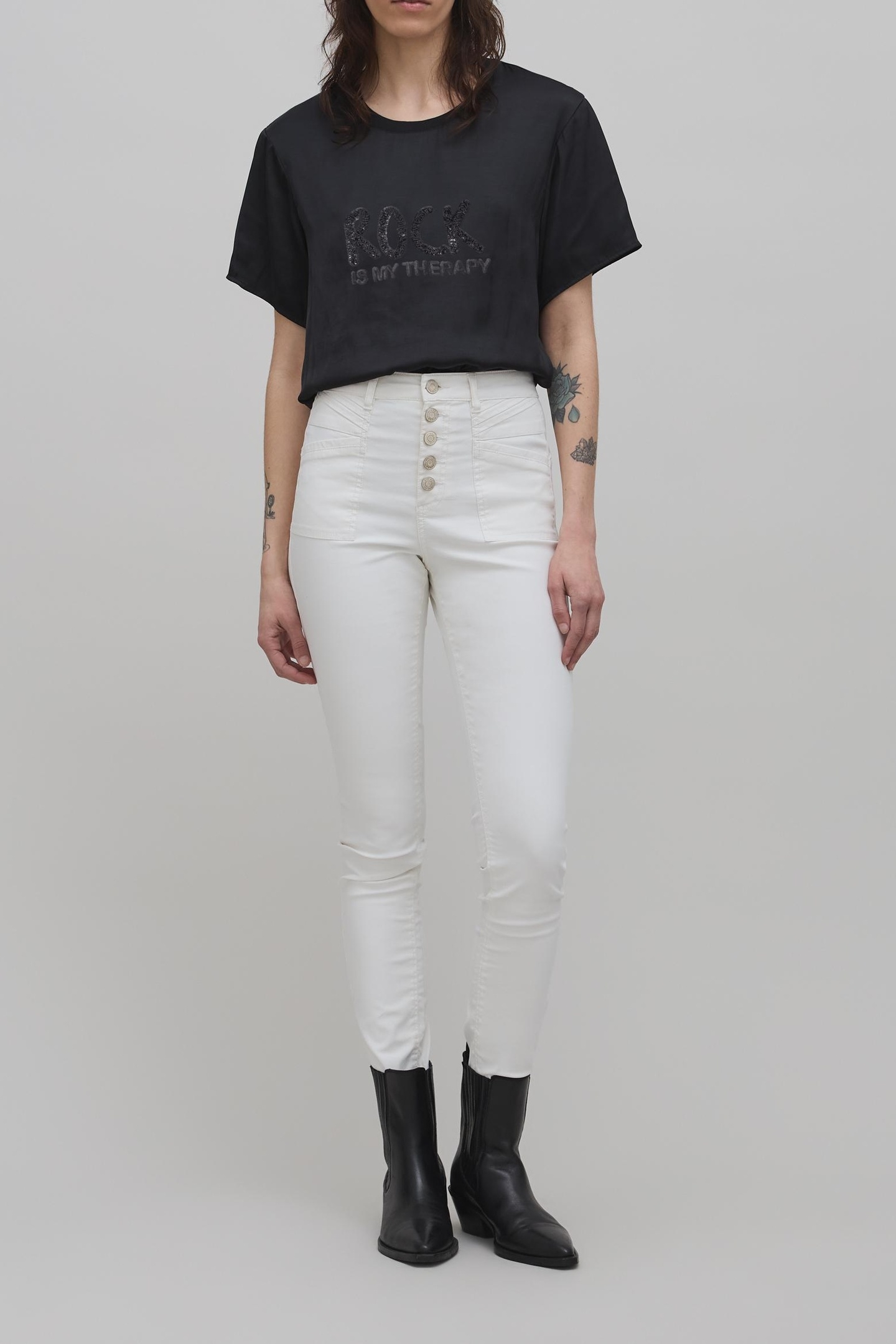 BLACK RECYCLED POLYESTER SEQUIN EMBROIDERED 1