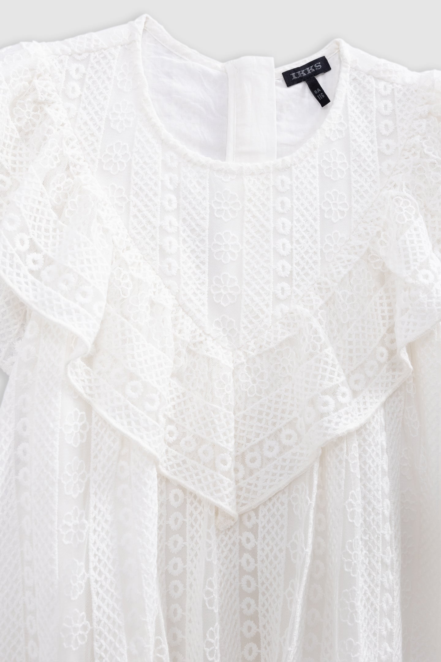 ECRU LACE DRESS WITH FLOUNCED BIB 3