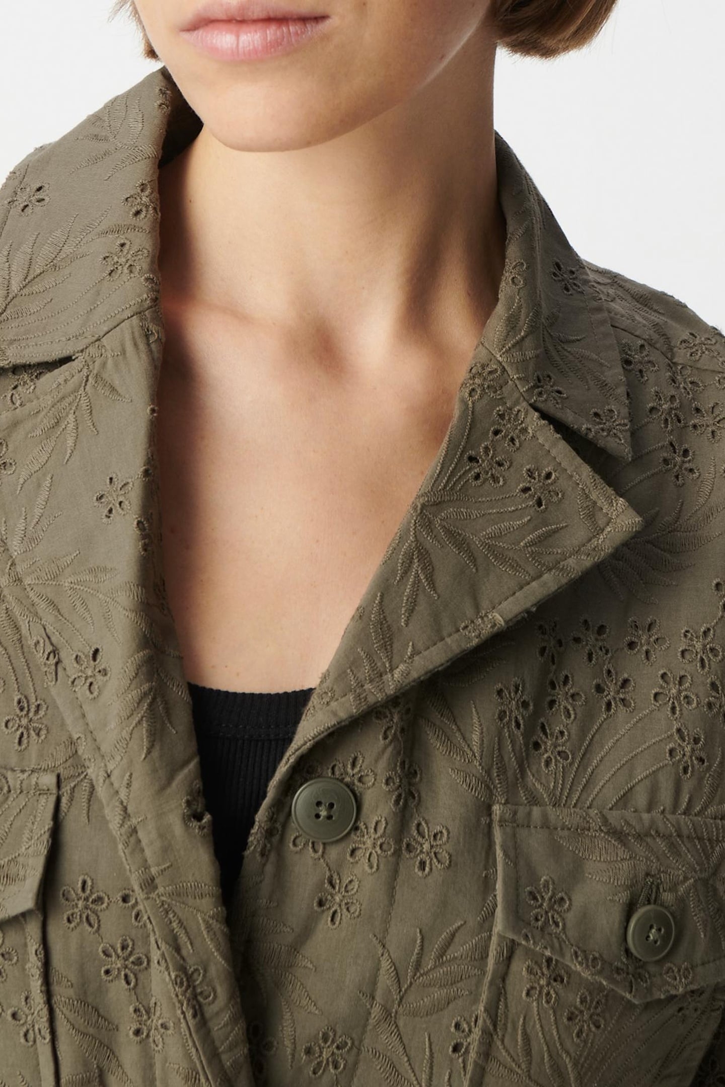 SAHARIENNE KHAKI ORGANIC COTTON EMBROIDERY ANGLAISE 6