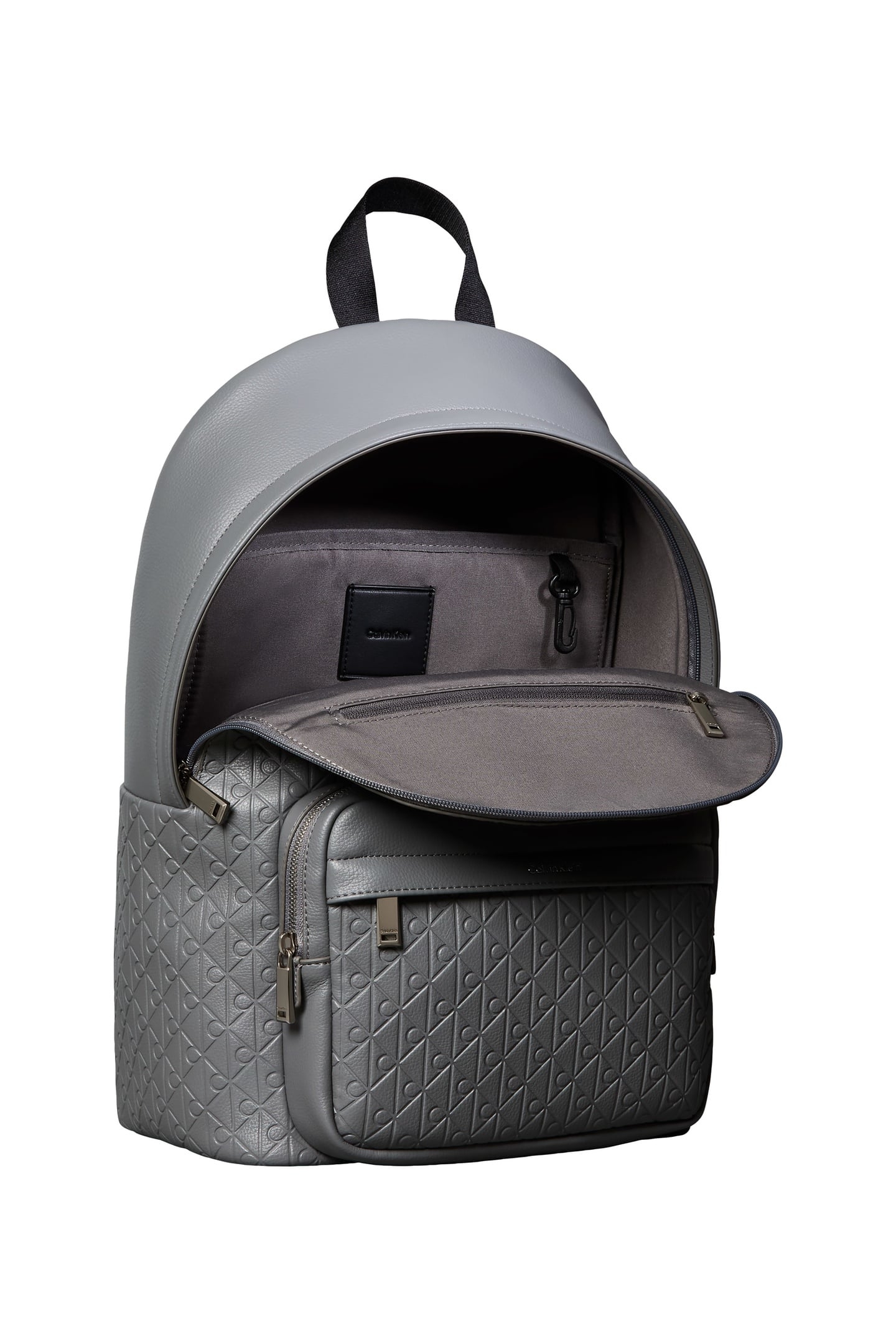 EMBLEM EMBOSS ROUND BACKPACK CHARCOAL GRAY 3