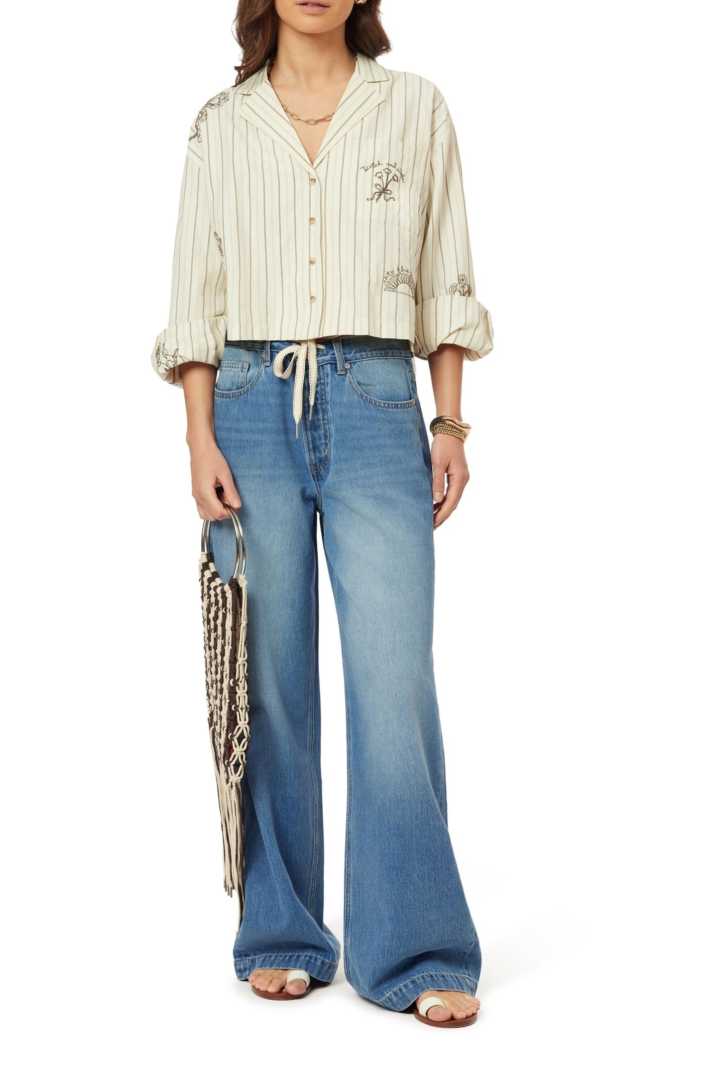 EMBROIDERED NOTCH LAPEL SHIRT HOT FUDGE STRIPE 3