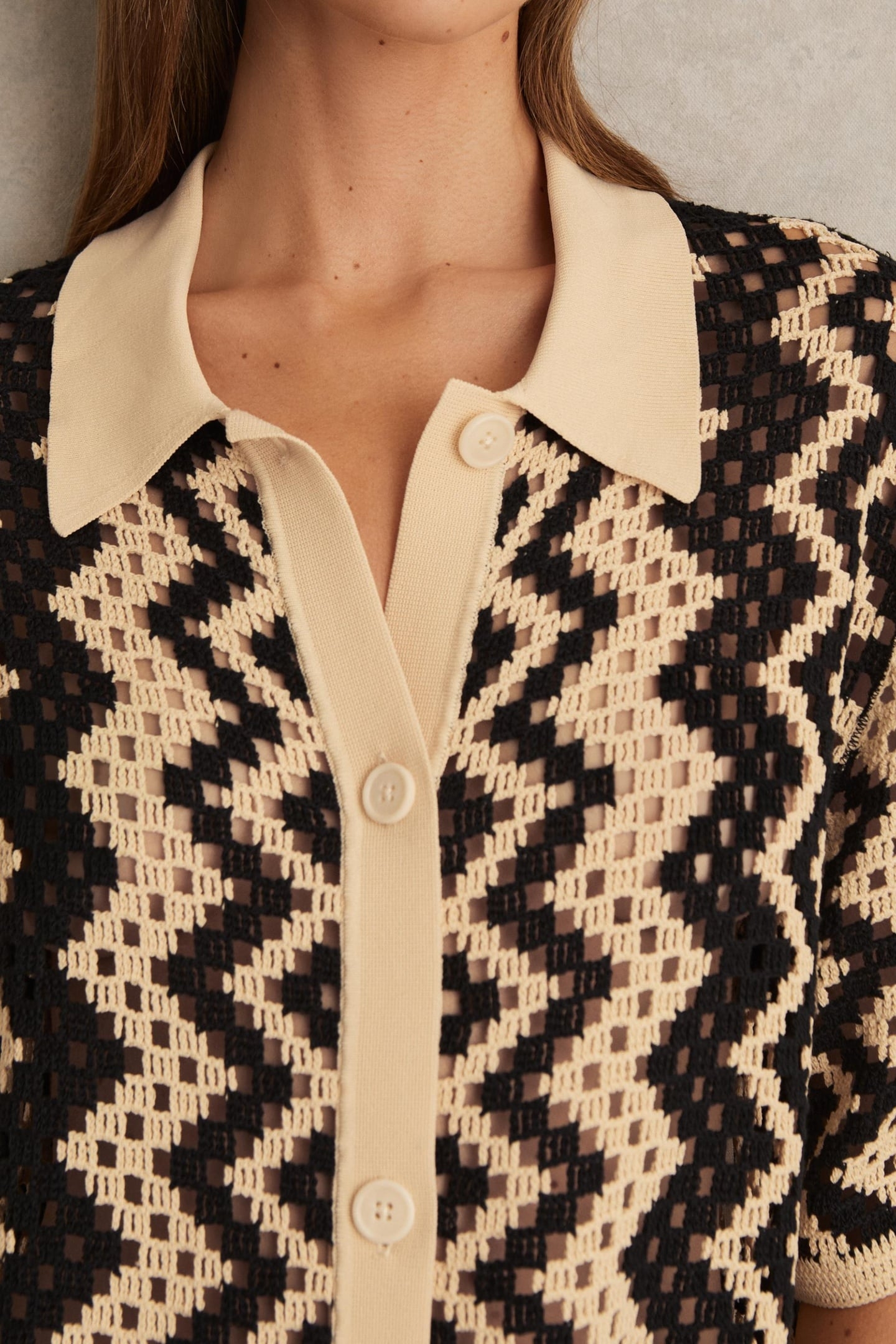 KNITTED CROCHET DRESS BLACK/CREAM 4