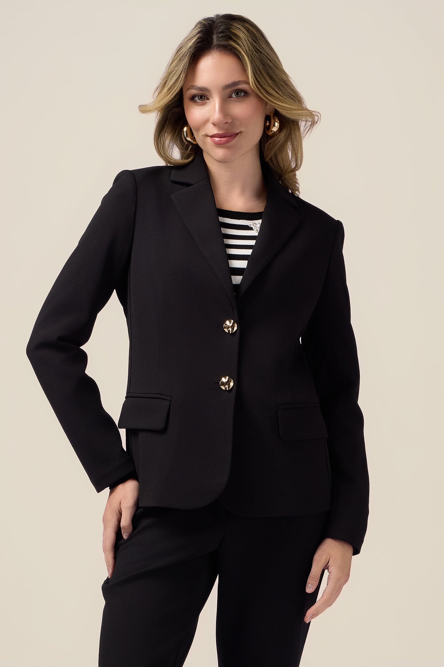 BLAZER JACKET IN SCUBA CREPE FABRIC BLACK 2