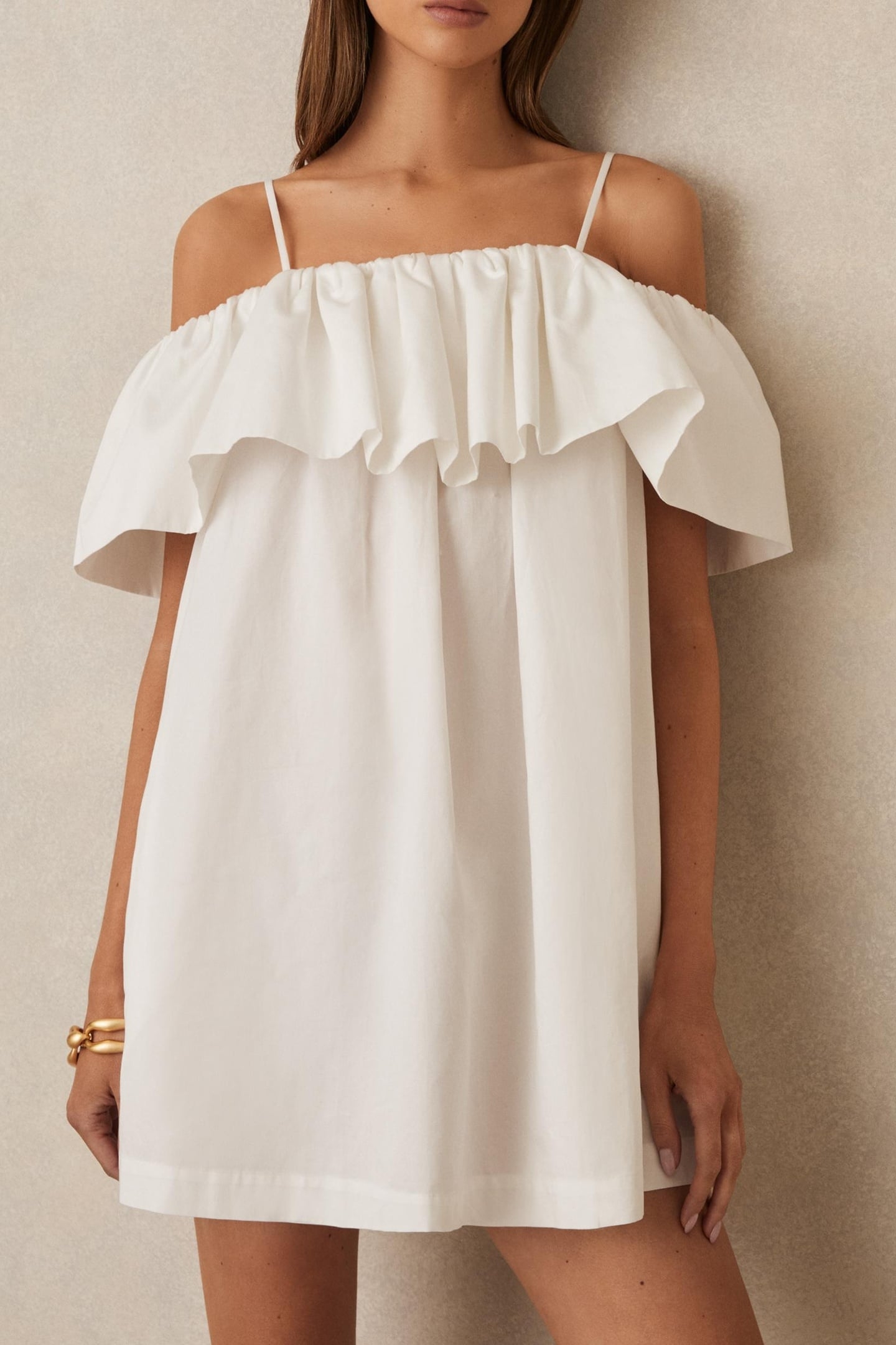 OFF THE SHOULDER DRESS IVORY CREAM 1