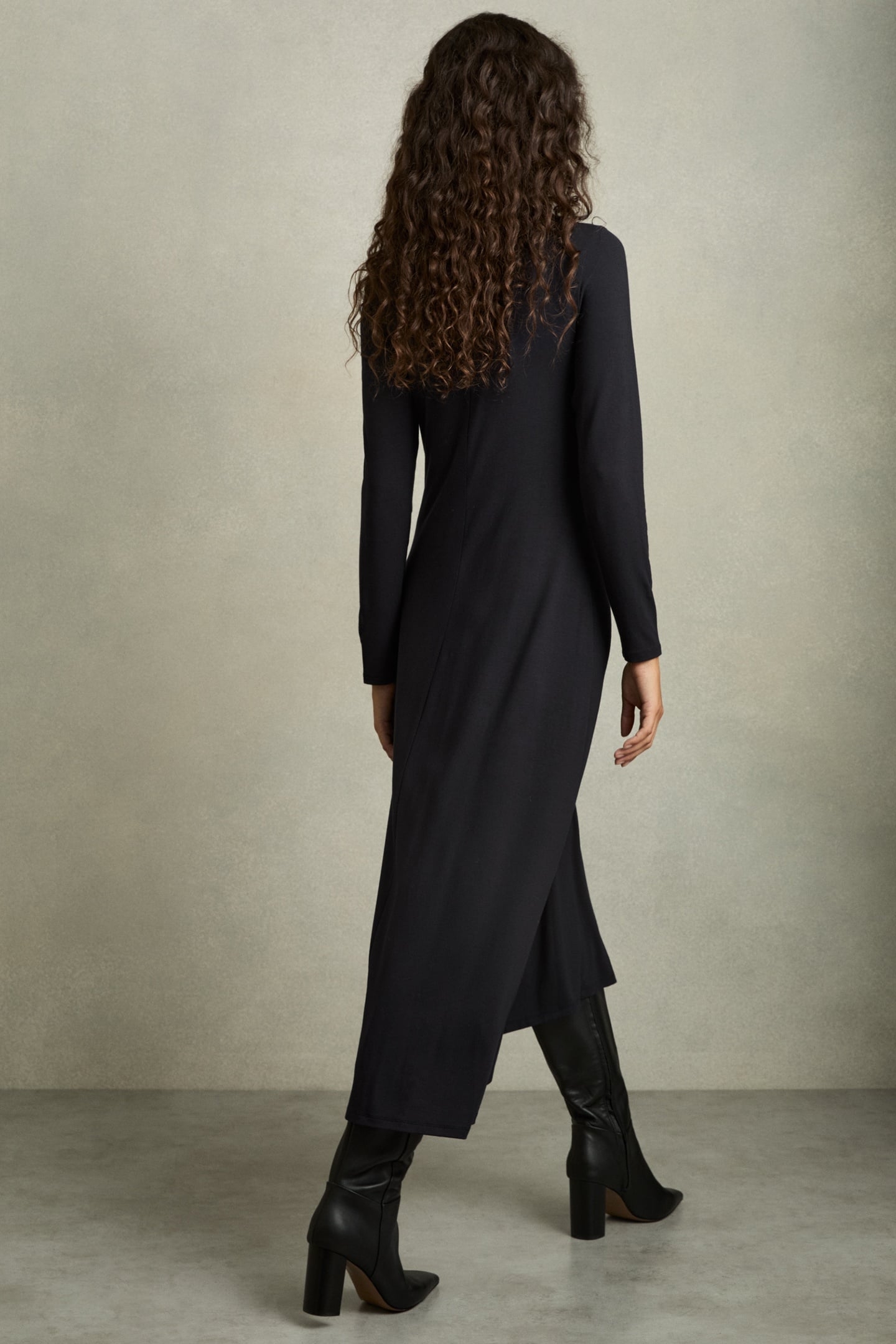 RUCHED PLAIN MIDI NAVY 2