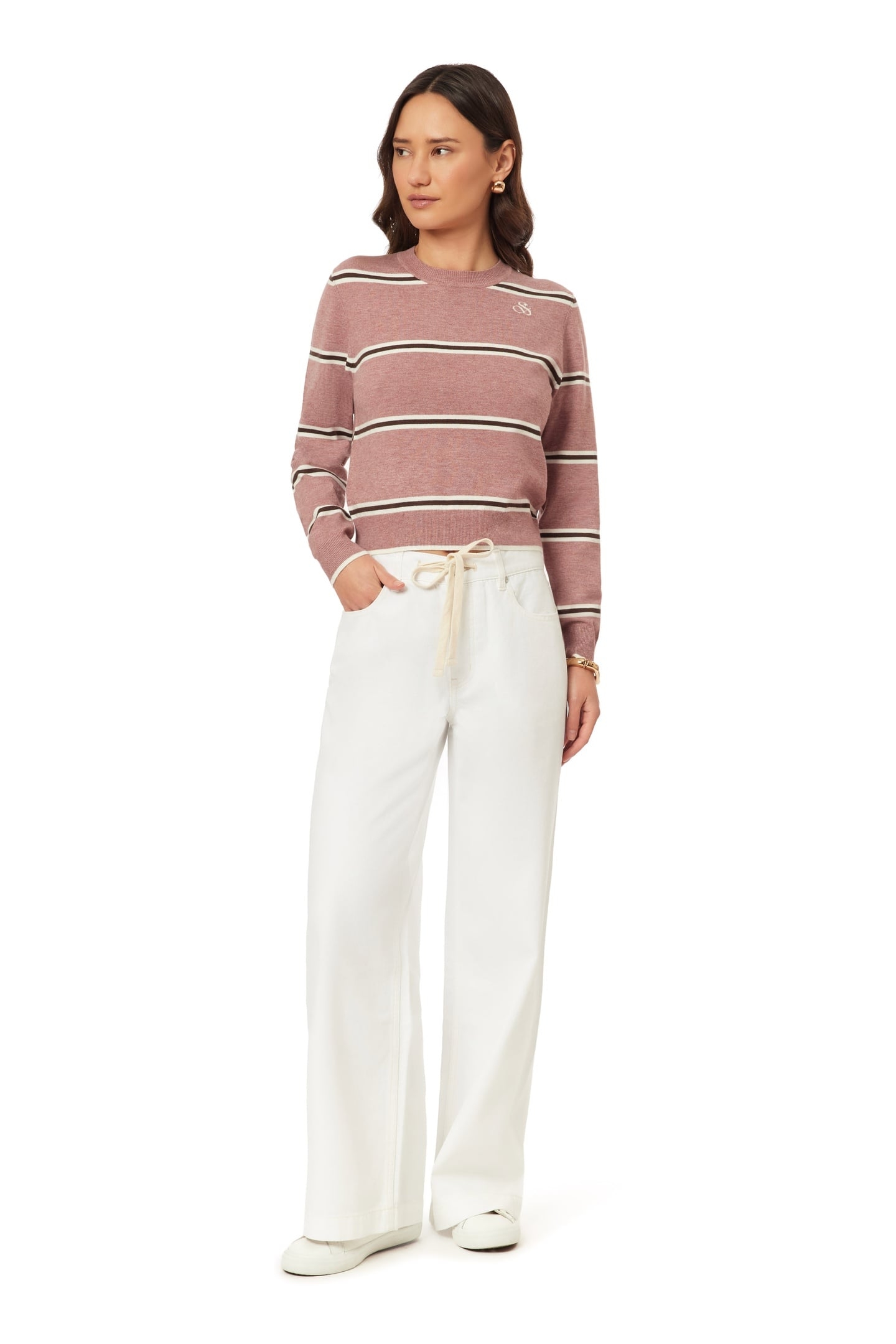 CROP PULLOVER ROSE BROWN STRIPE 2