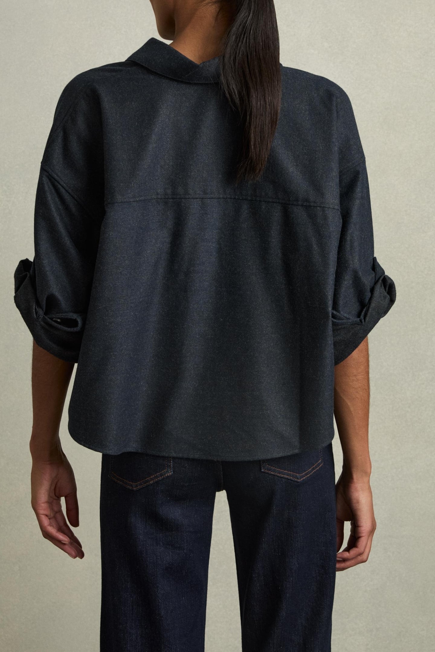 CROPPED WOOL SHIRT NAVY 3