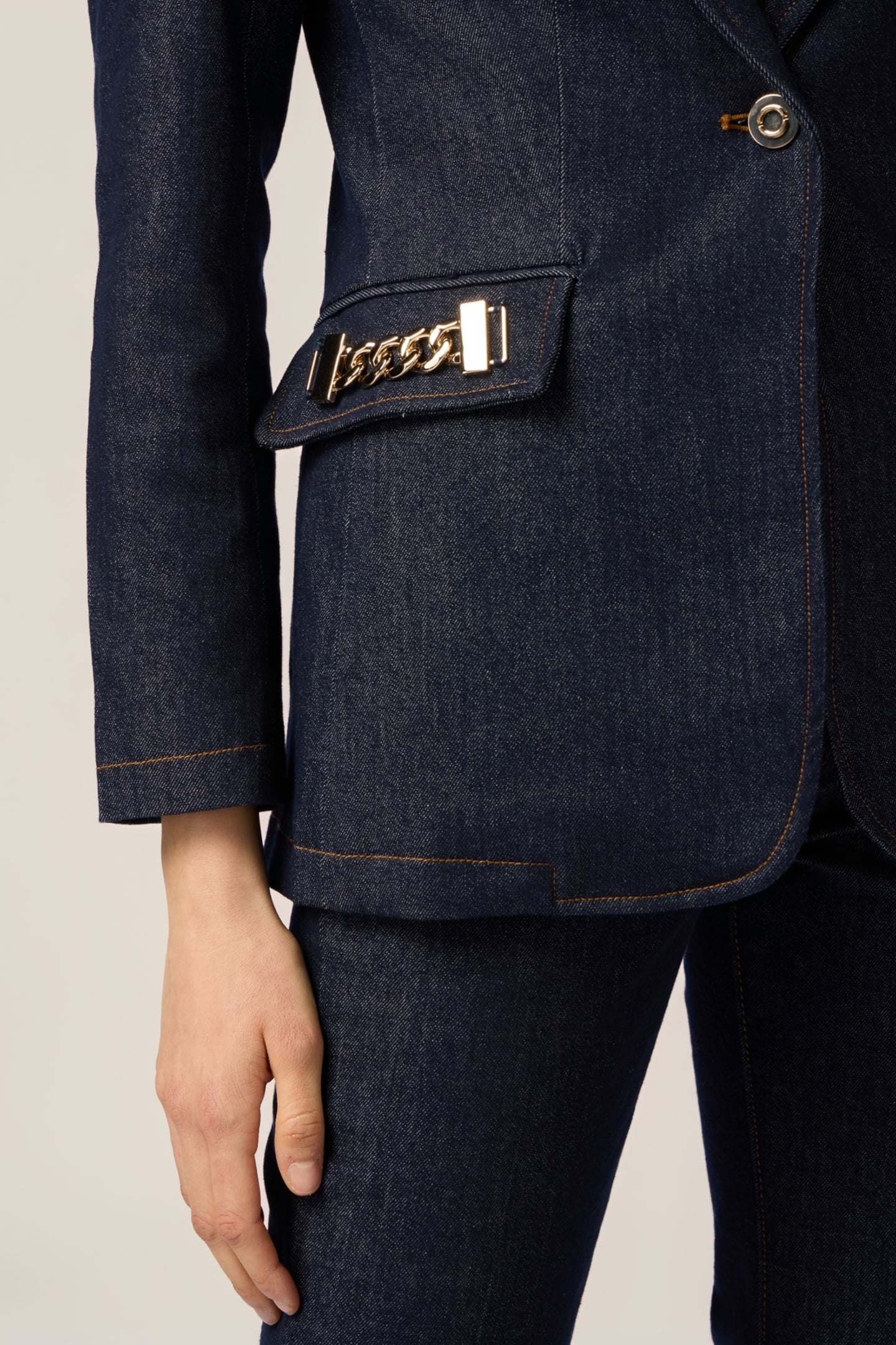DENIM BLAZER WITH METAL CHAINS BLUE 4