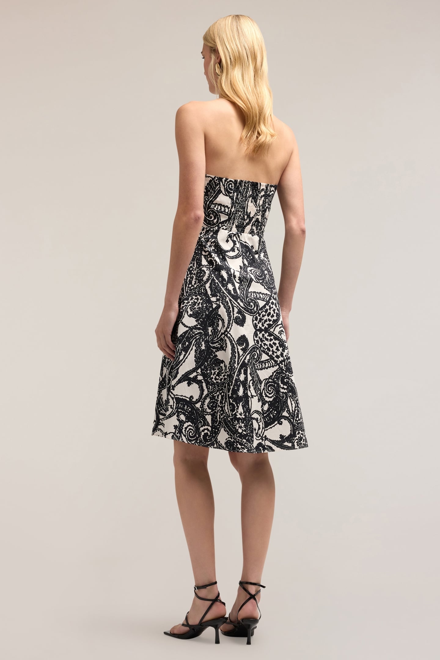 PAISLEY PATTERN COTTON MINI DRESS BLACK 2