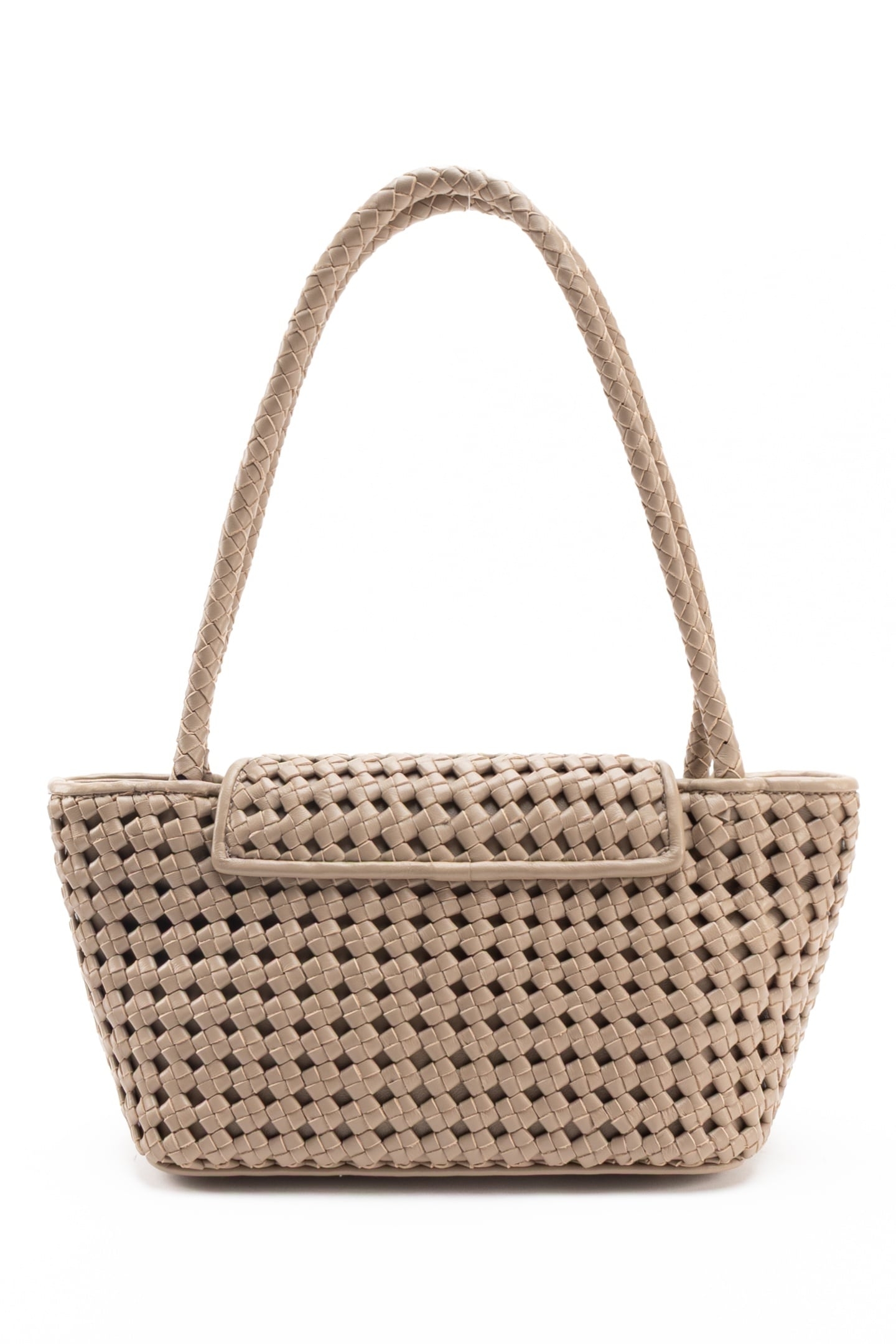 COURRIER TOTE WOVEN LEATHER TAUPE 3