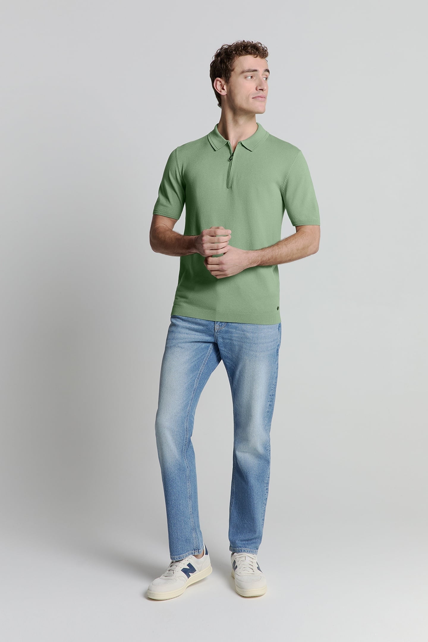 PULLOVER SHORT SLEEVE POLO ZIP SOLID GREEN 3