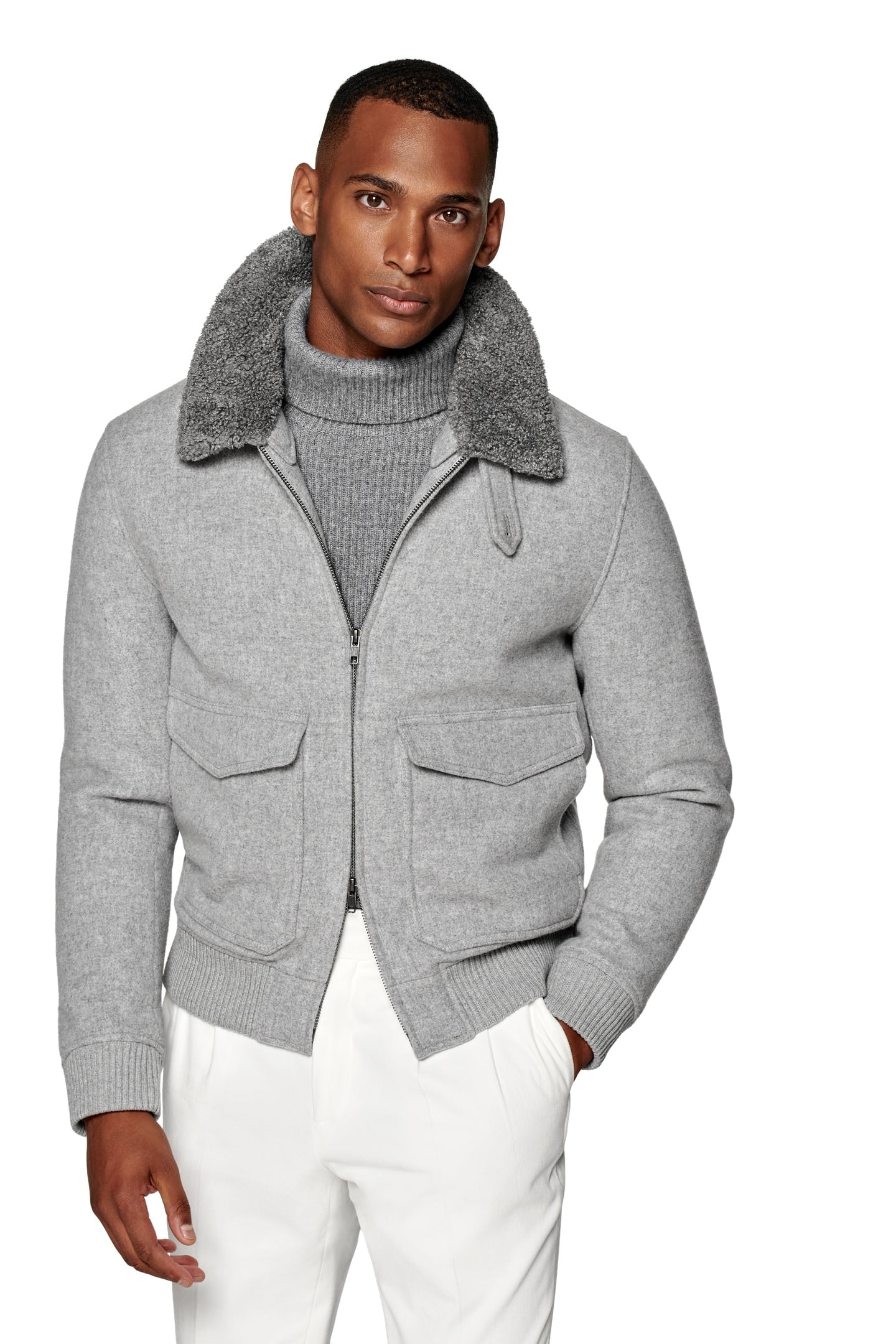 SHEARLING BOMBER-LT GREY LIGHT GREY 2