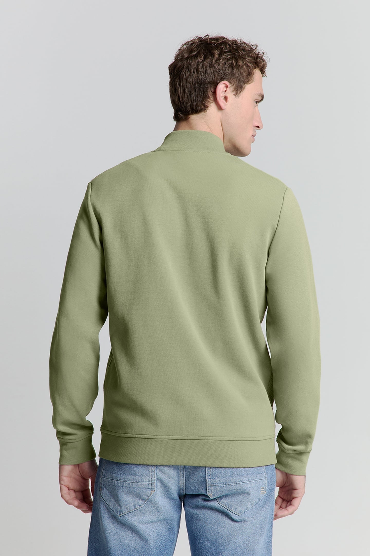 SWEATER FULL ZIPPER JACQUARD MIX BOMBER LIGHT ARMY 2