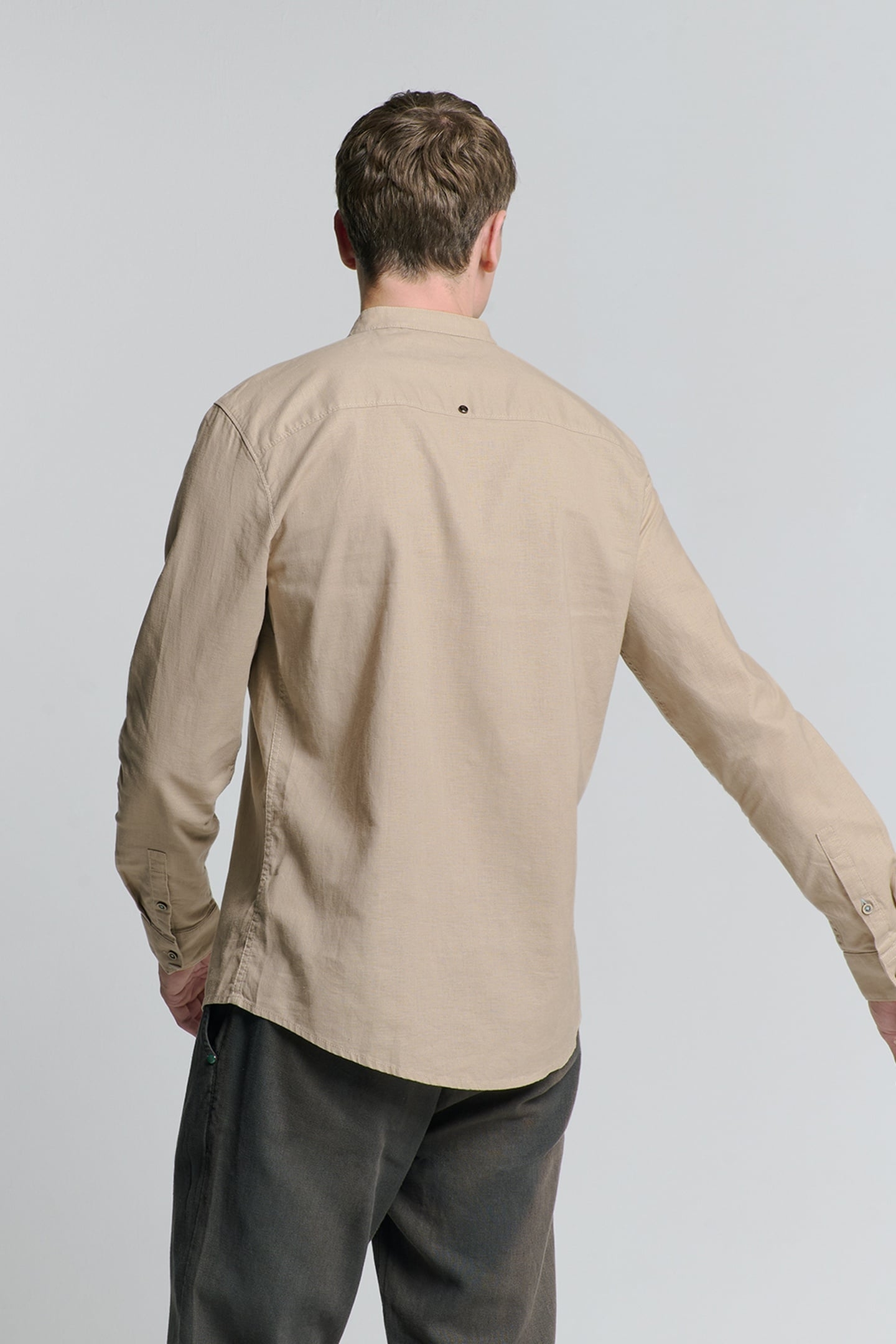 SHIRT GRANDDAD SOLID WITH LINEN LIGHT DESERT 4