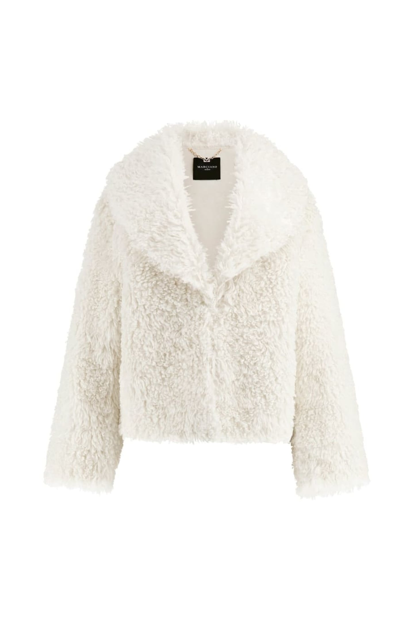 MARCIANO BY GUESS MARGOT SHORT FAUX FUR MACADAMIA 5