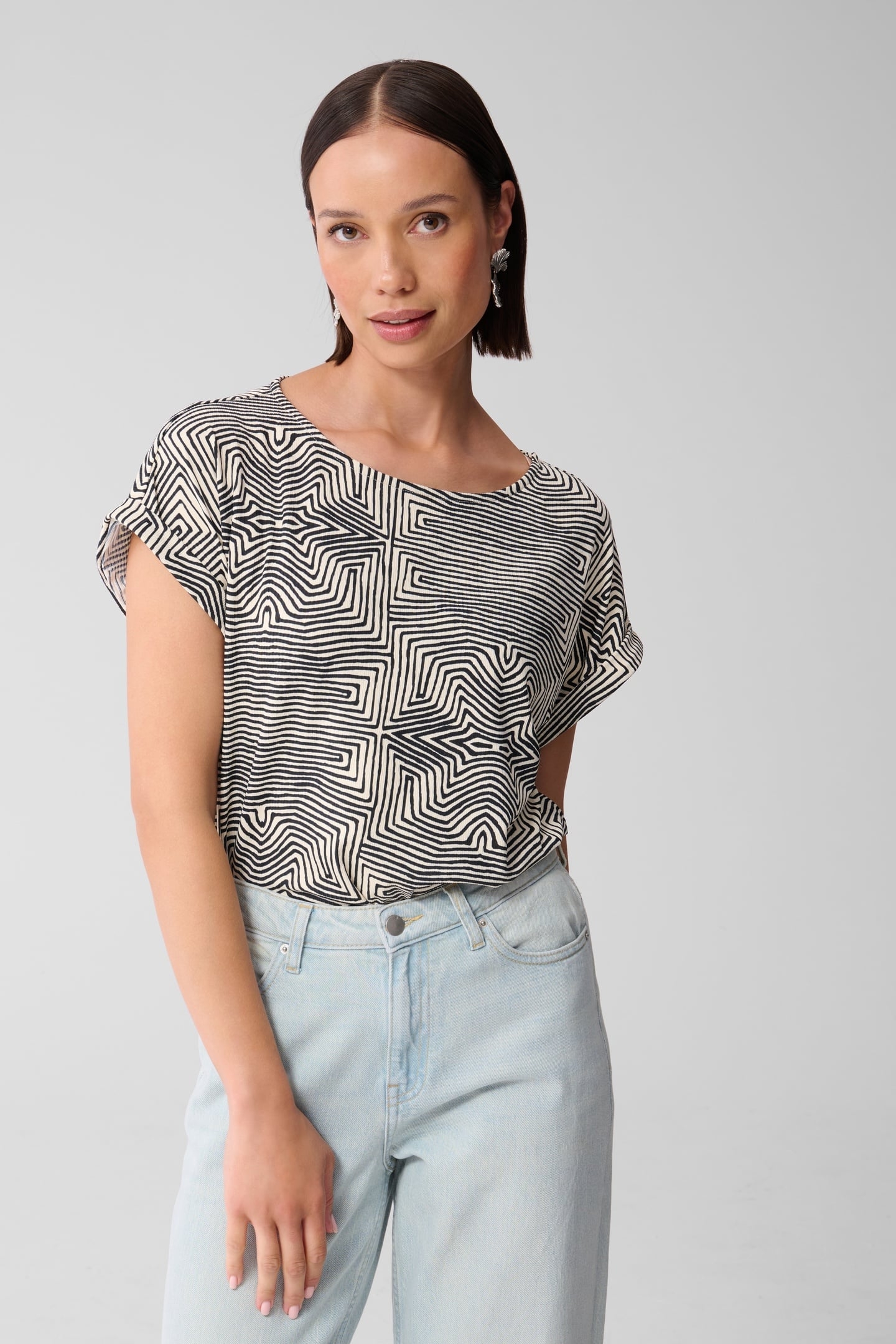 LA-SBRIB JERSEY TURN UP TOP BLACK/WHITE 1