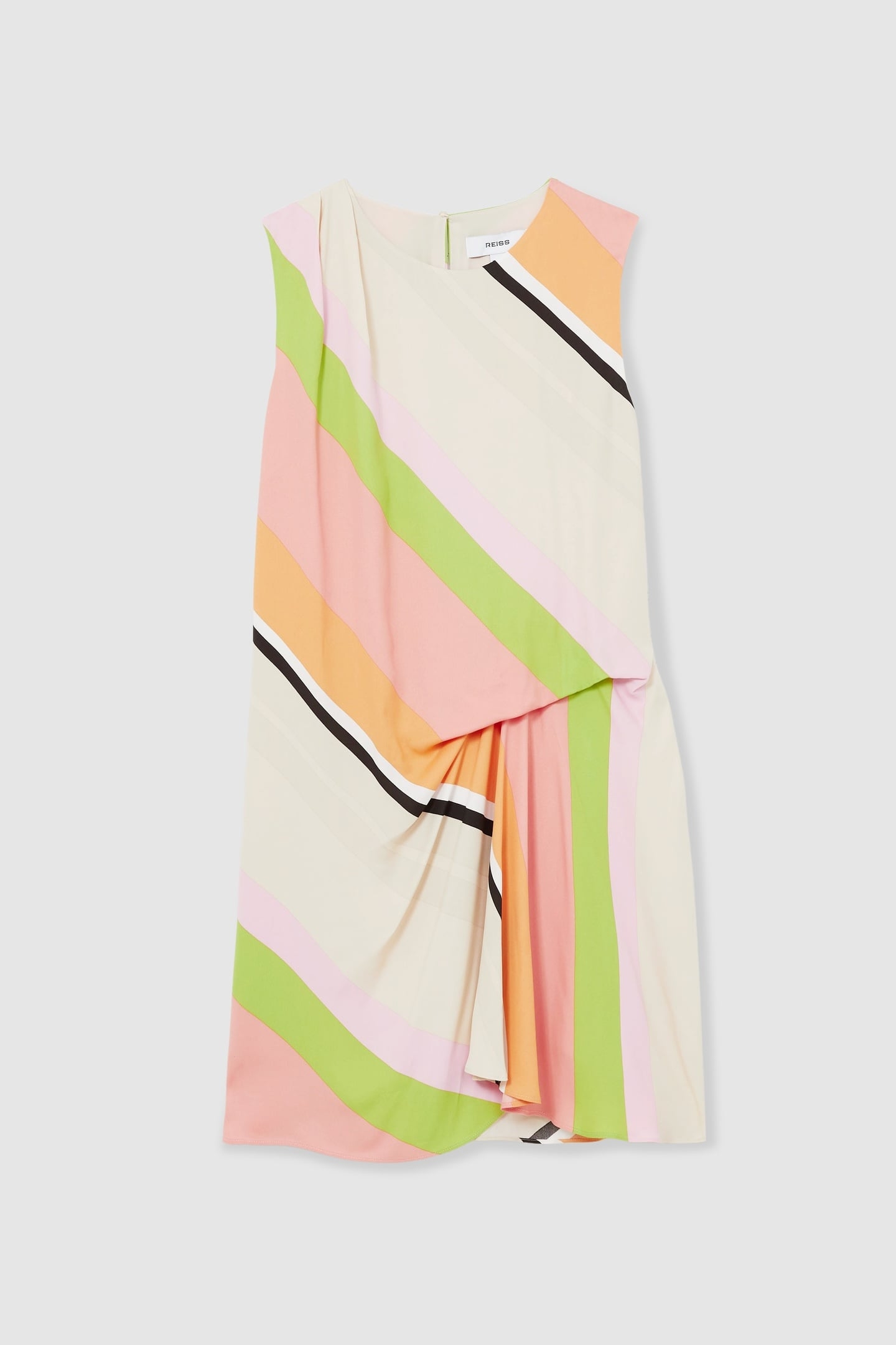 BLOCK STRIPE PRINT SHORT DRESS PINK/GREEN 4