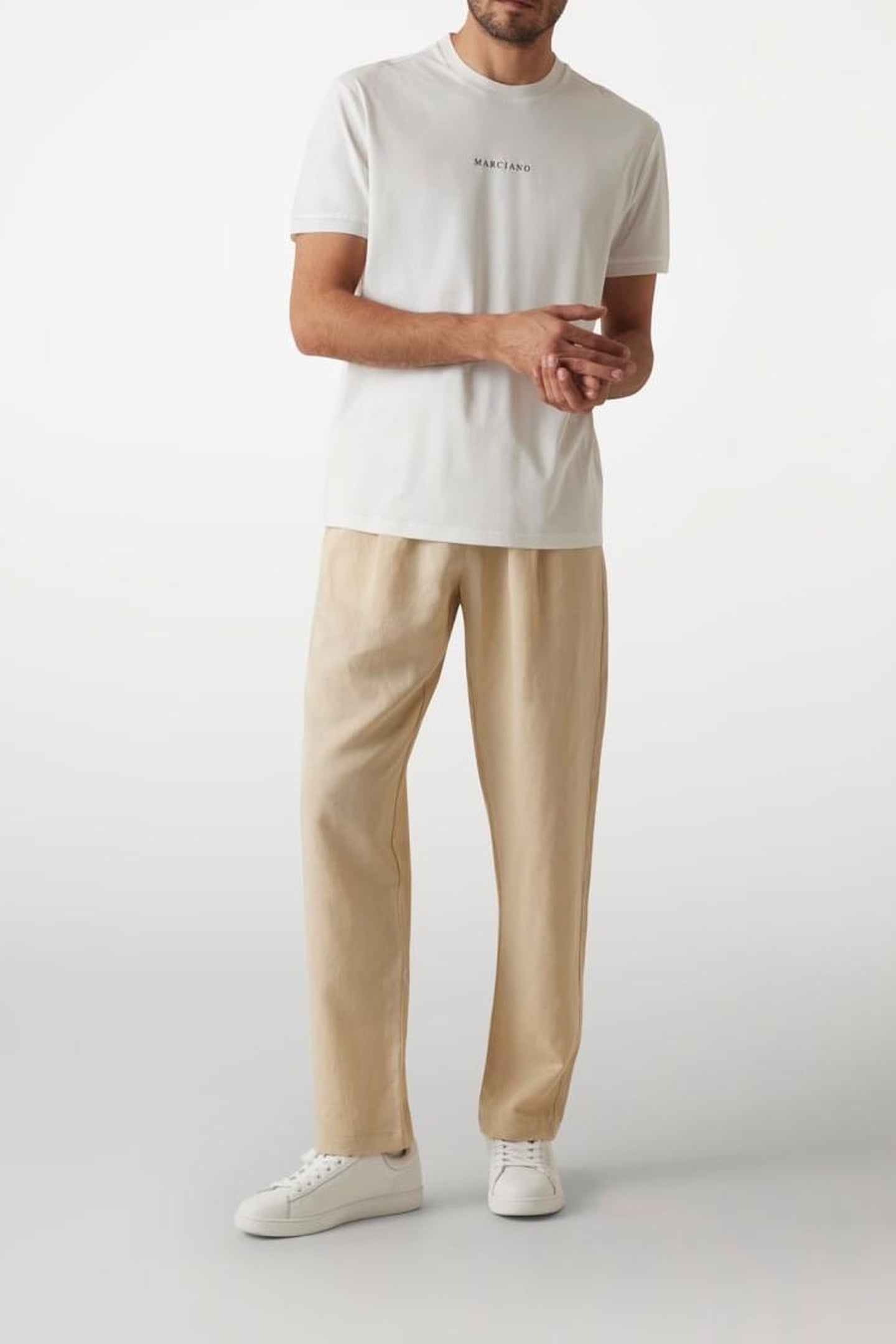 MARCIANO BY GUESS CN SS TEE WITH CONTRAST SALT WHITE 1