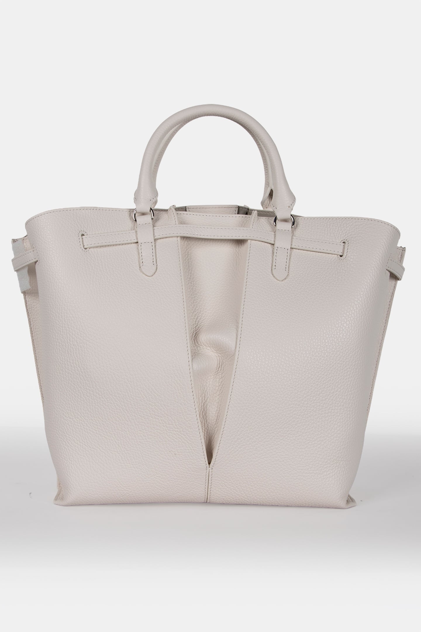 MEDIUM LEATHER TOTE BAG IN WHITE 4