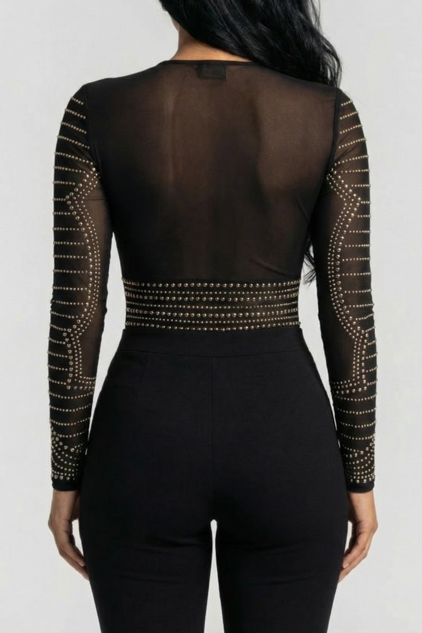 MARCIANO BY GUESS KRISTAL BODYSUIT JET BLACK MULTI 2