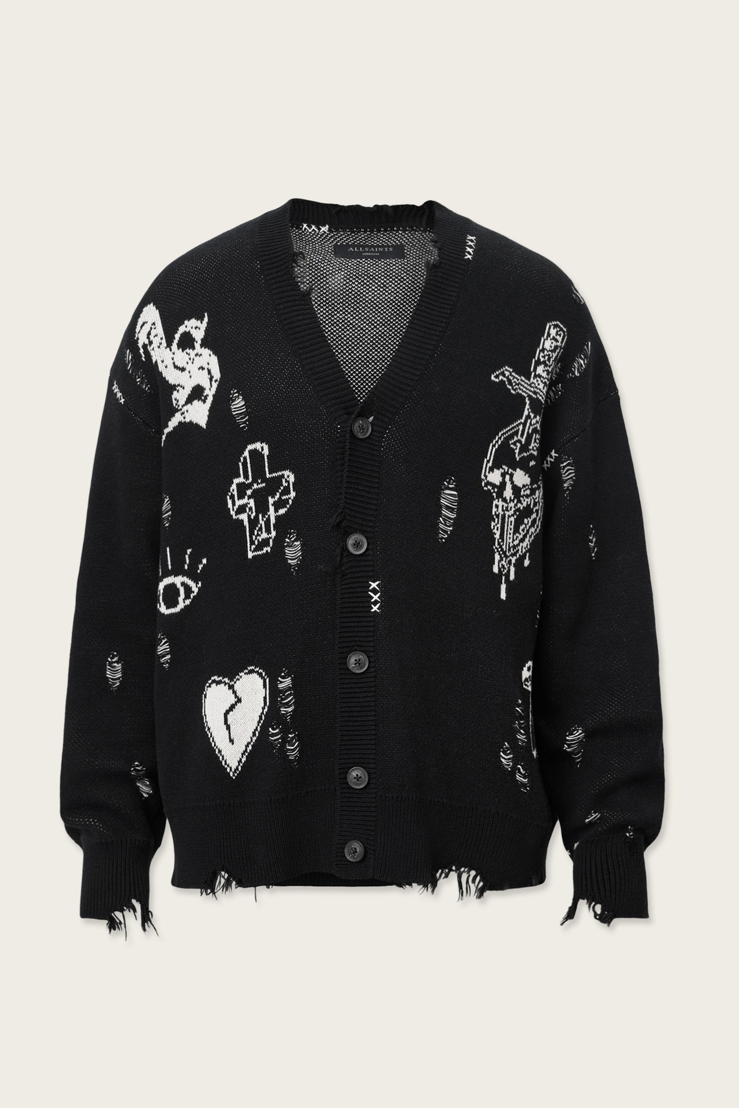 CALEDON CARDIGAN BLACK/CHALK WHITE 5