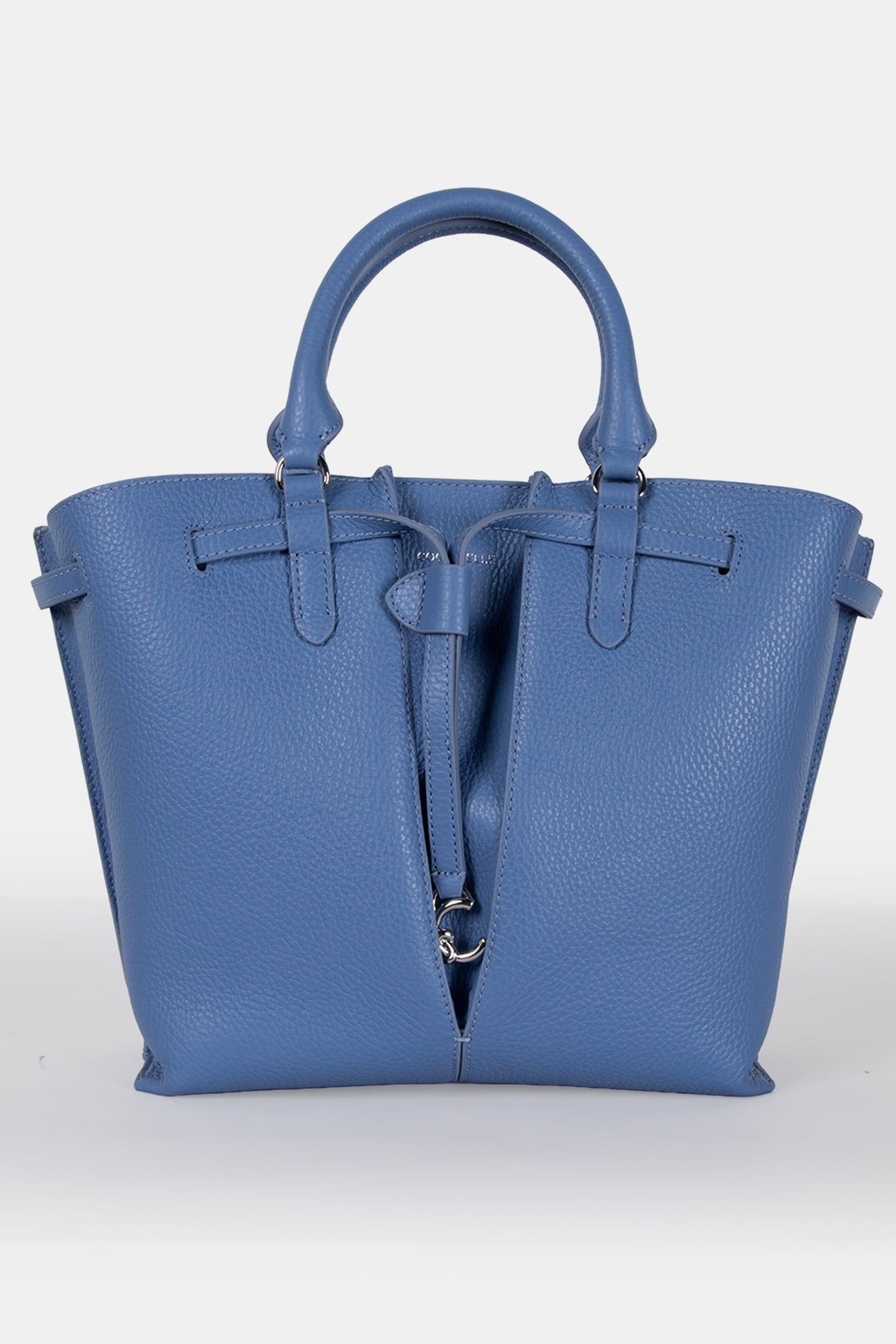 MEDIUM LEATHER TOTE BAG IN BLUE 2